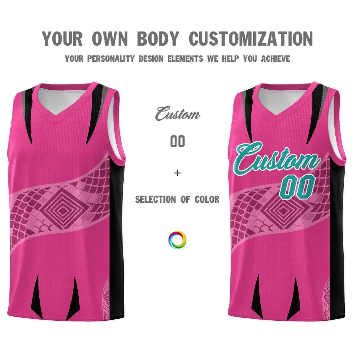 Custom Rose Red Black Snake Scale Venomous Fang for Team Graffiti Pattern Basketball Suit Jersey