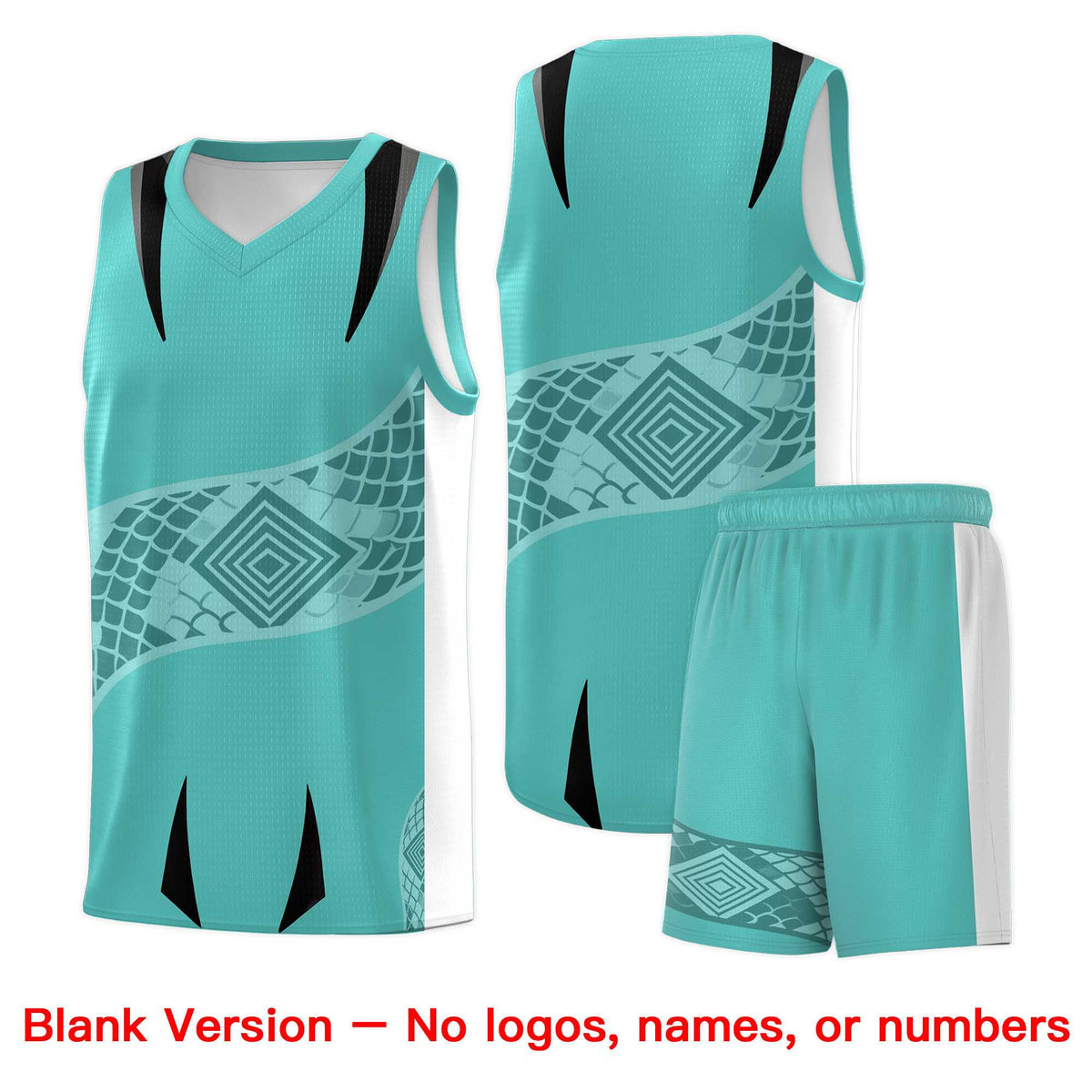 Custom Teal White Snake Scale Venomous Fang for Team Graffiti Pattern Basketball Suit Jersey