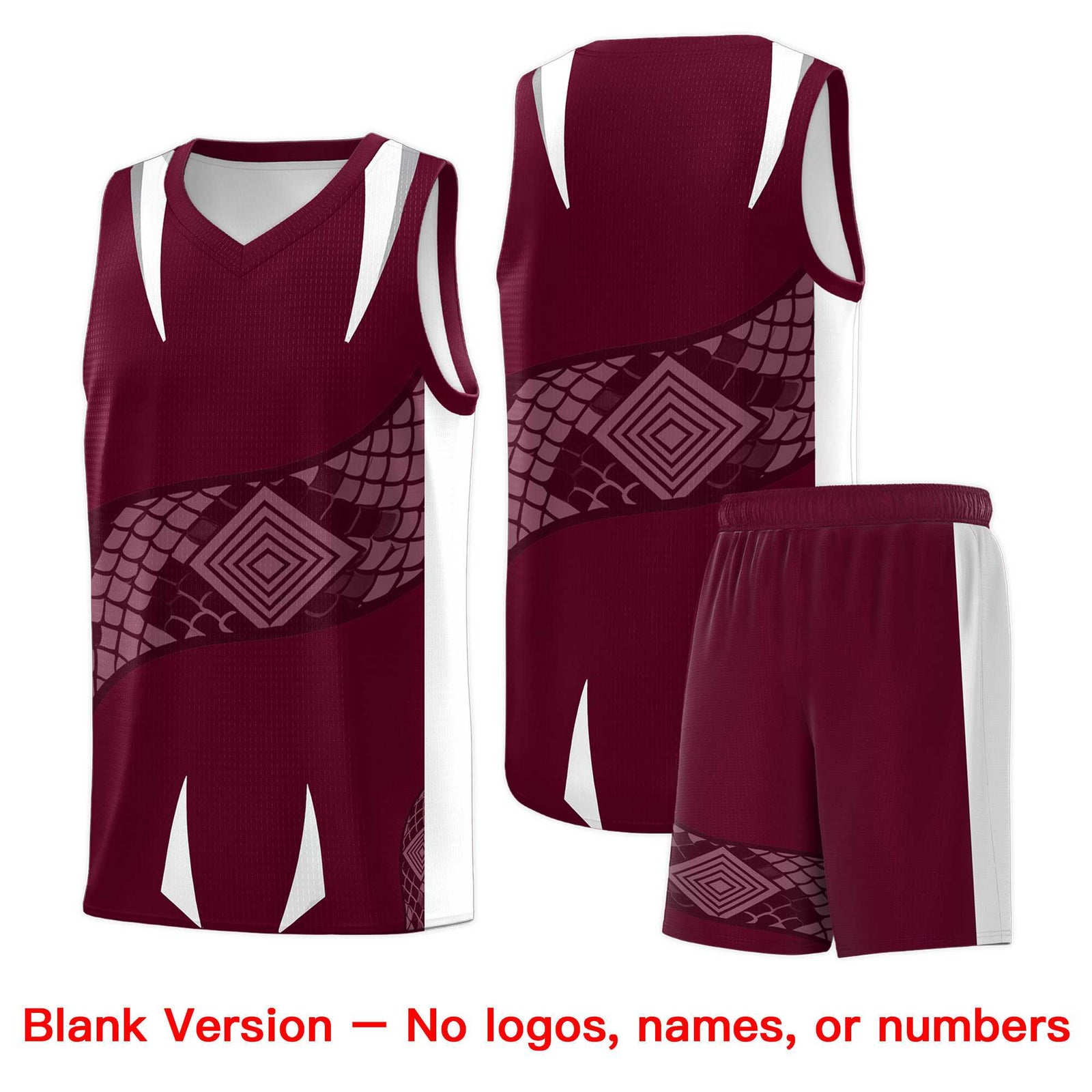 Custom Burgundy White Snake Scale Venomous Fang Lightweight Graffiti Pattern Basketball Suit Jersey