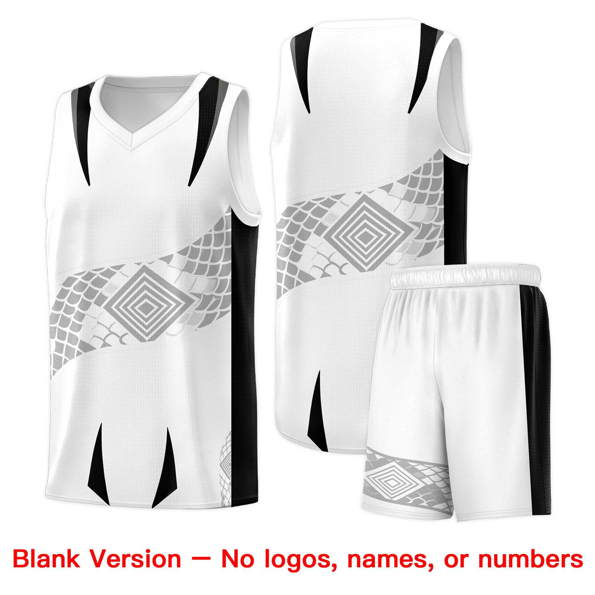 Custom White Black Snake Scale Venomous Fang for Leagues Graffiti Pattern Basketball Suit Jersey