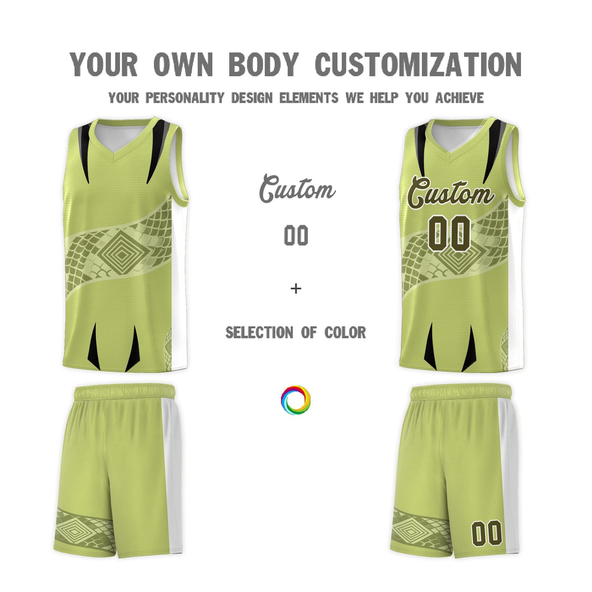 Custom Champagne White Snake Scale Venomous Fang for Clubs Graffiti Pattern Basketball Suit Jersey