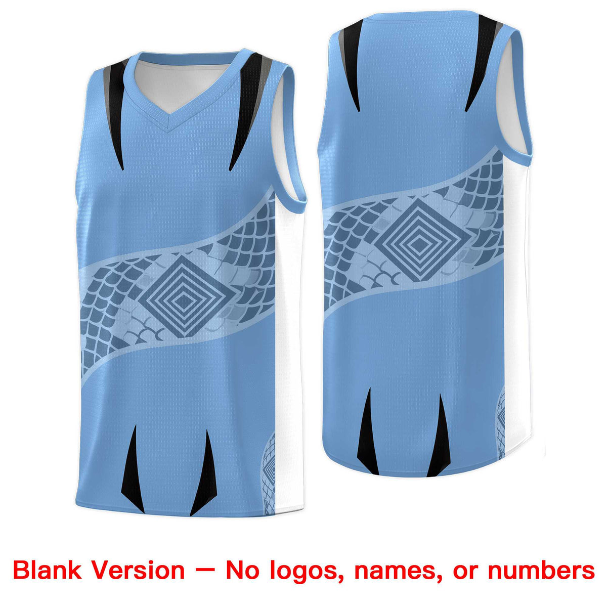 Custom Light Blue White Snake Scale Venomous Fang for Team Graffiti Pattern Basketball Suit Jersey
