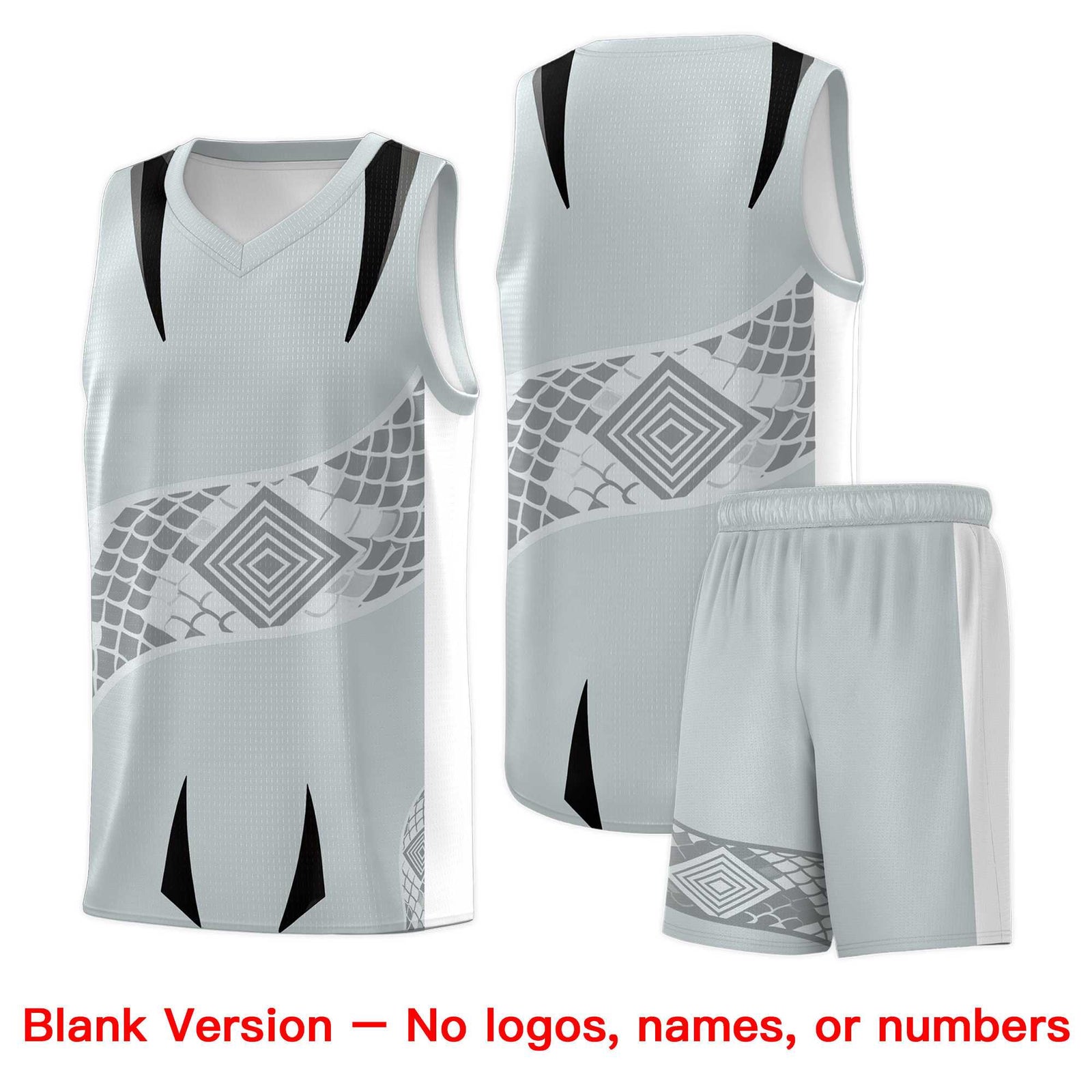 Custom Silver White Snake Scale Venomous Fang for Team Graffiti Pattern Basketball Suit Jersey