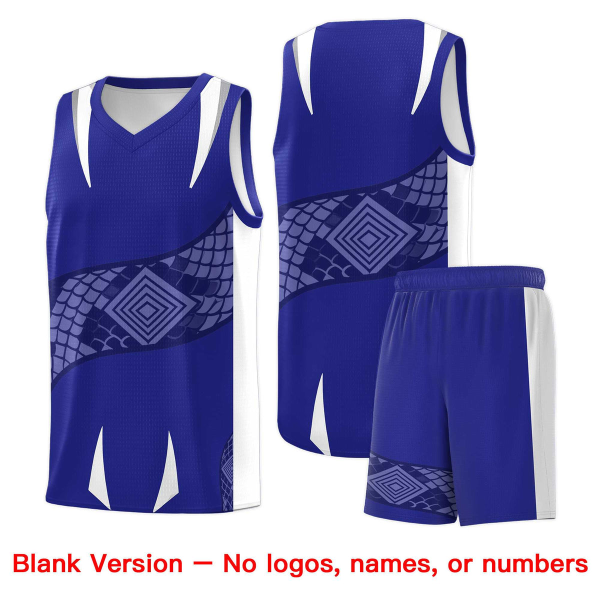 Custom Royal White Snake Scale Venomous Fang Drapable Graffiti Pattern Basketball Suit Jersey