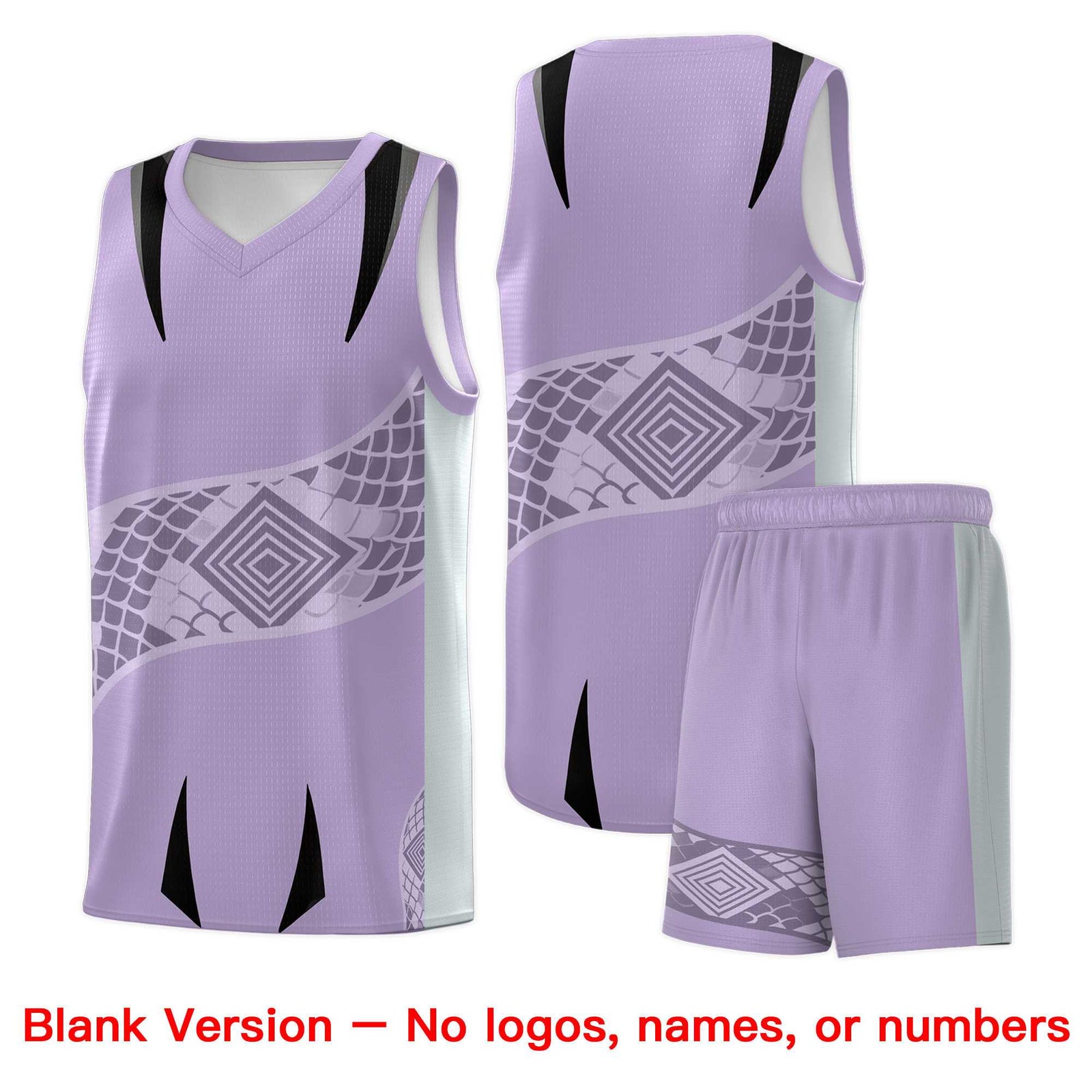 Custom Light Purple Silver Snake Scale Venomous Fang for Clubs Graffiti Pattern Basketball Suit Jersey