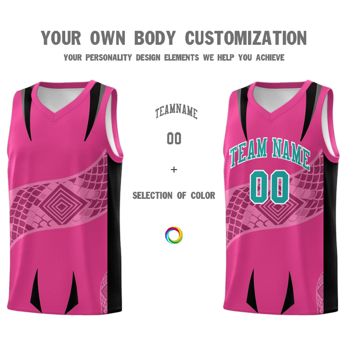 Custom Rose Red Black Snake Scale Venomous Fang for Team Graffiti Pattern Basketball Suit Jersey