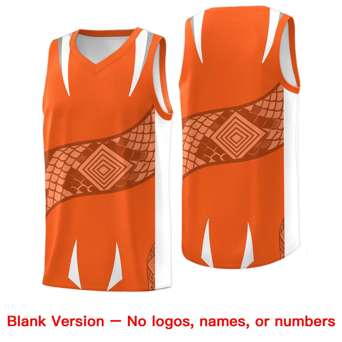 Custom Orange White Snake Scale Venomous Fang Lightweight Graffiti Pattern Basketball Suit Jersey