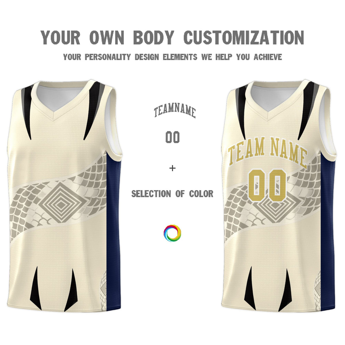 Custom Light Khaki Navy Snake Scale Venomous Fang for Leagues Graffiti Pattern Basketball Suit Jersey