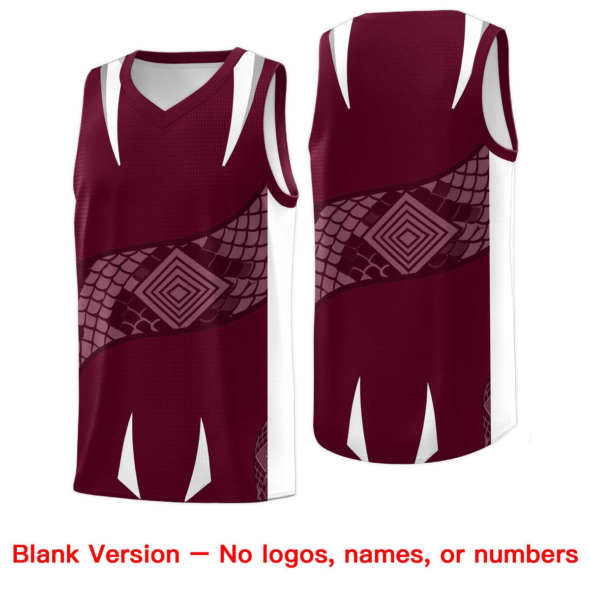 Custom Burgundy White Snake Scale Venomous Fang Lightweight Graffiti Pattern Basketball Suit Jersey