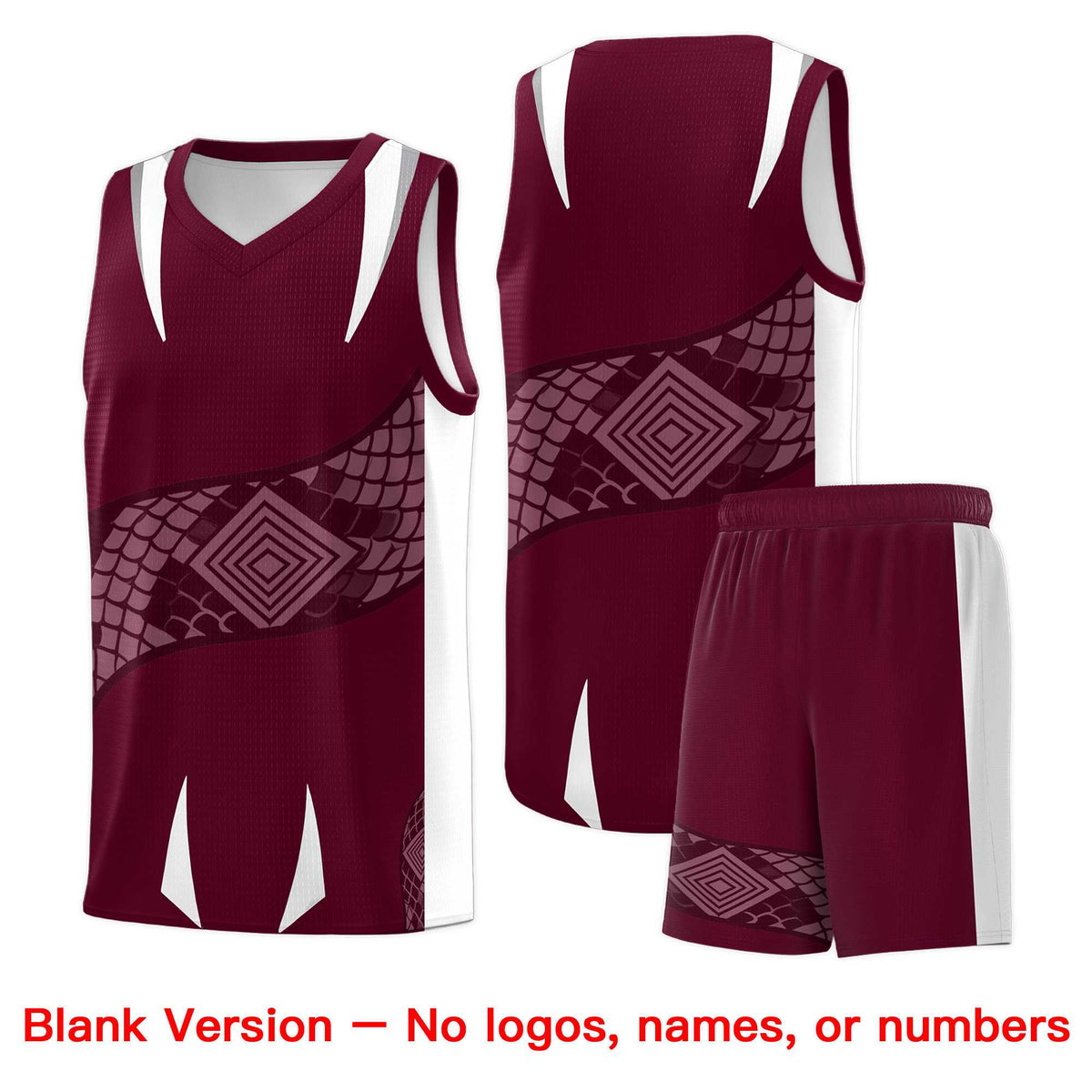 Custom Burgundy White Snake Scale Venomous Fang Lightweight Graffiti Pattern Basketball Suit Jersey
