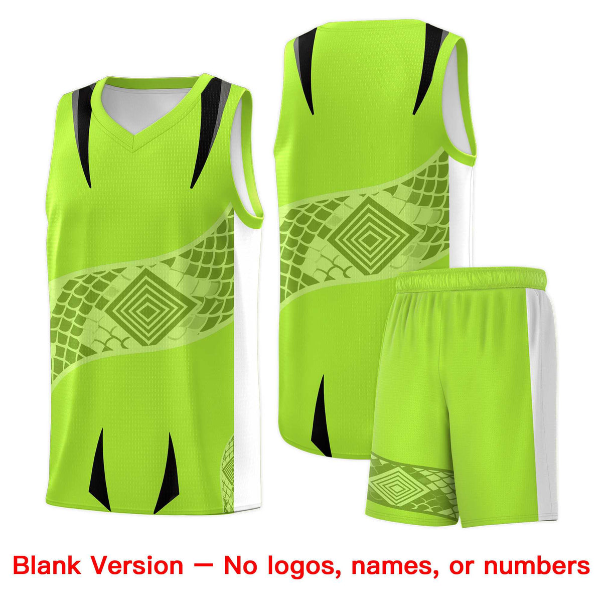 Custom Neon Green White Snake Scale Venomous Fang for Leagues Graffiti Pattern Basketball Suit Jersey