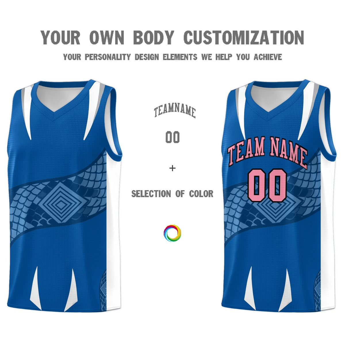 Custom Royal White Snake Scale Venomous Fang Lightweight Graffiti Pattern Basketball Suit Jersey
