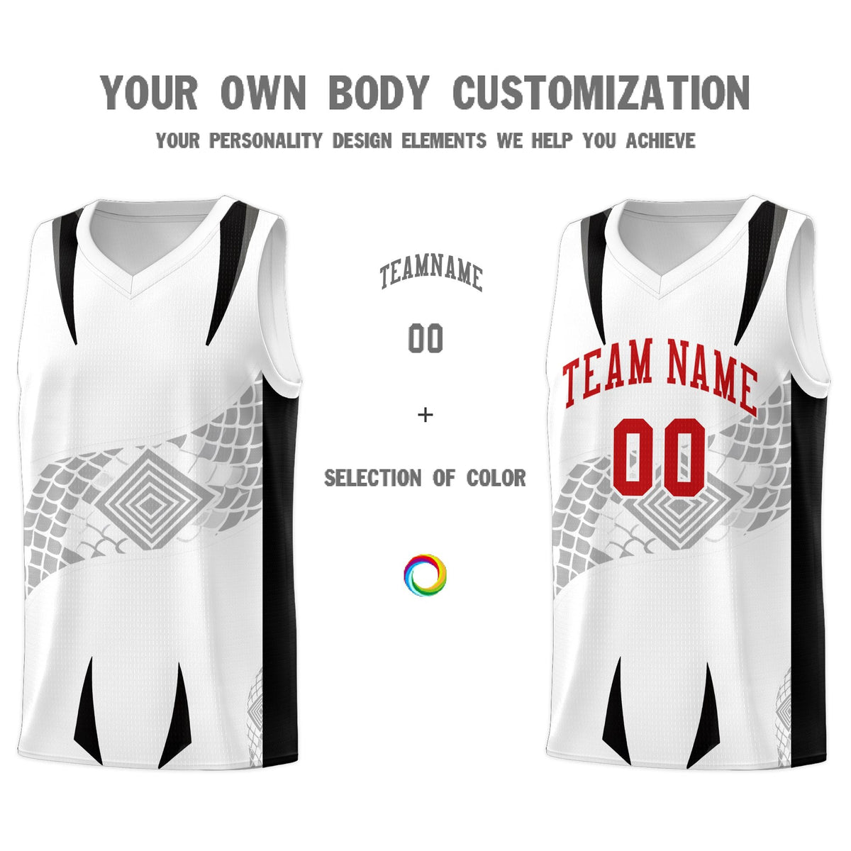 Custom White Black Snake Scale Venomous Fang for Leagues Graffiti Pattern Basketball Suit Jersey
