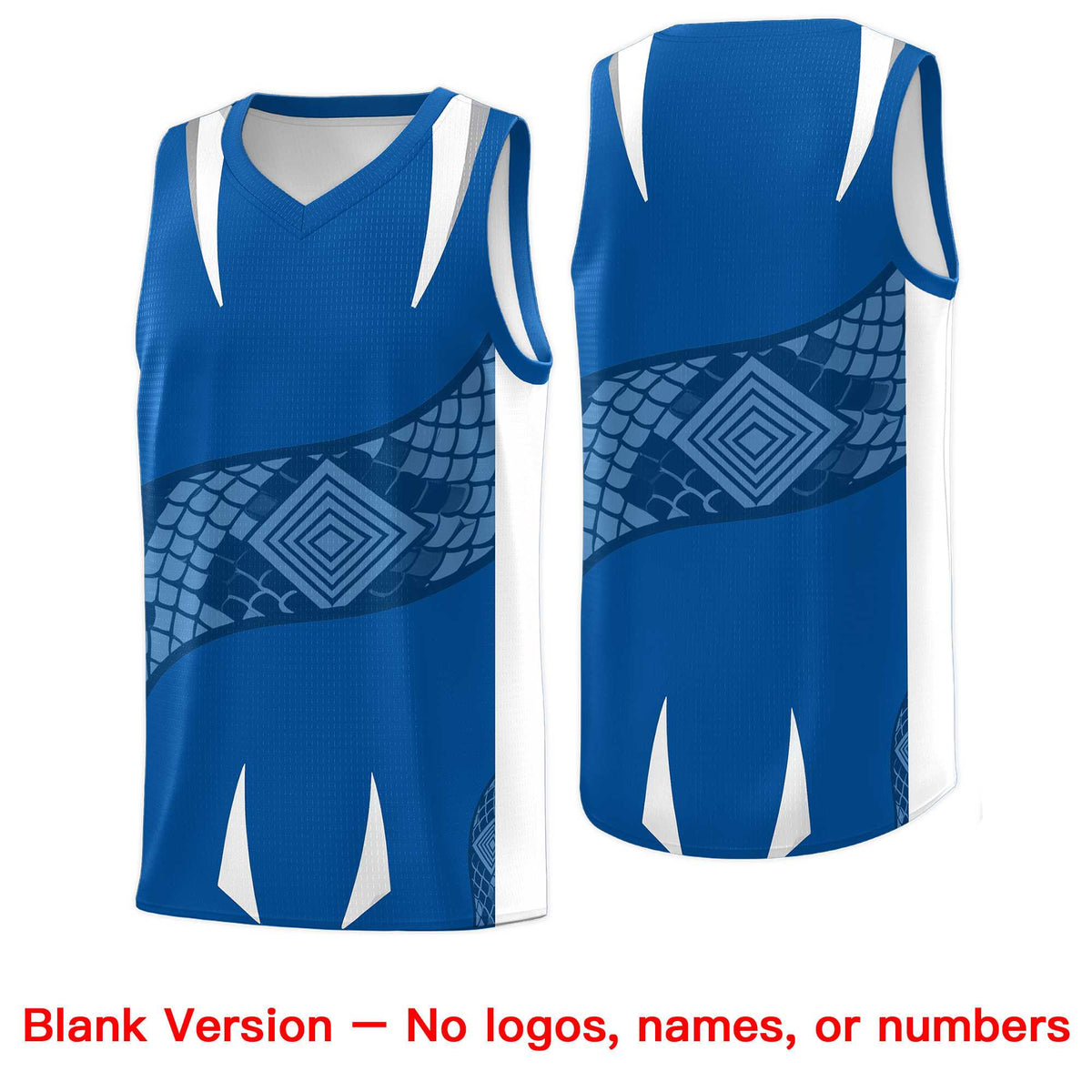 Custom Royal White Snake Scale Venomous Fang Breathable Graffiti Pattern Basketball Suit Jersey