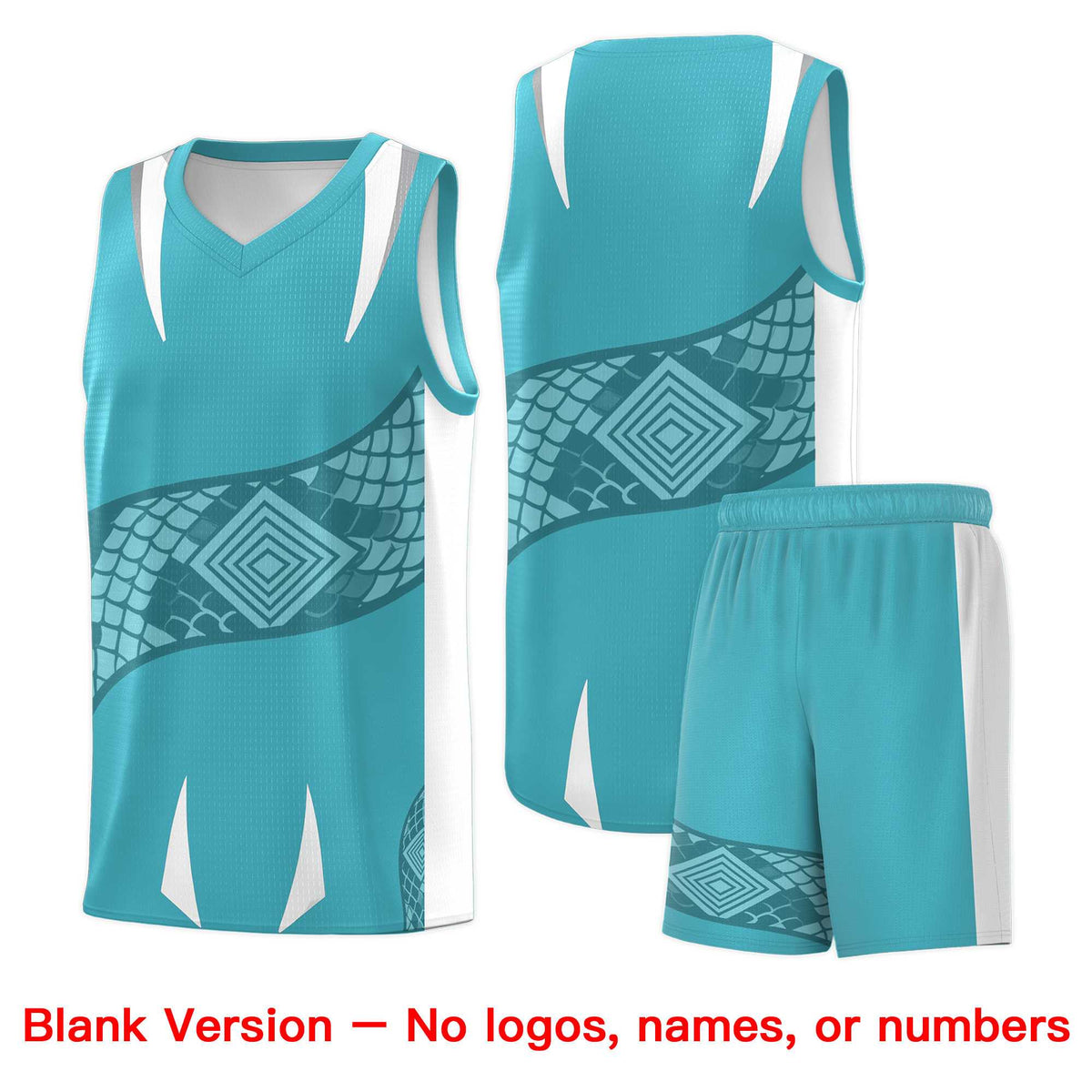 Custom Sky Blue White Snake Scale Venomous Fang Drapable Graffiti Pattern Basketball Suit Jersey