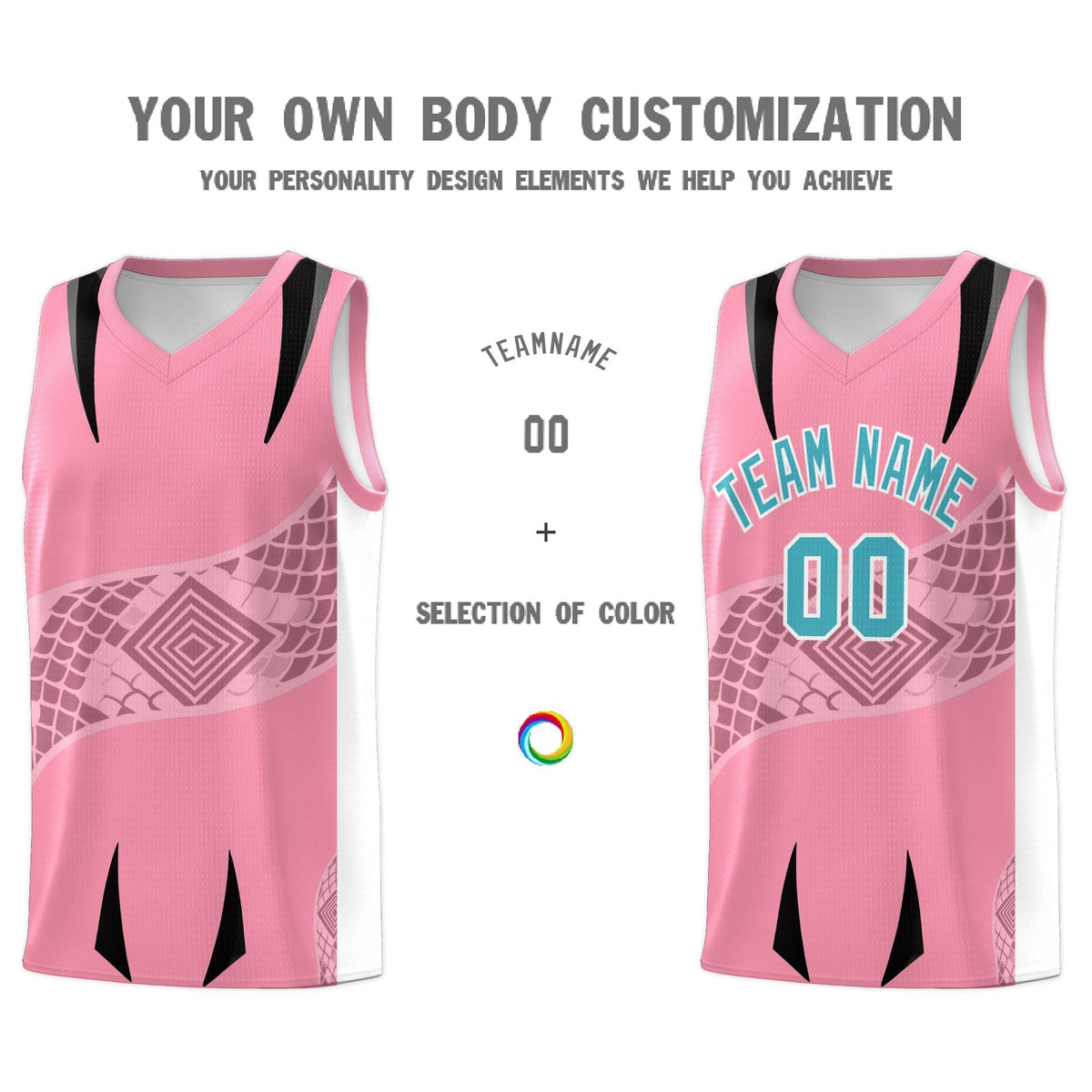 Custom Light Pink White Snake Scale Venomous Fang for Leagues Graffiti Pattern Basketball Suit Jersey