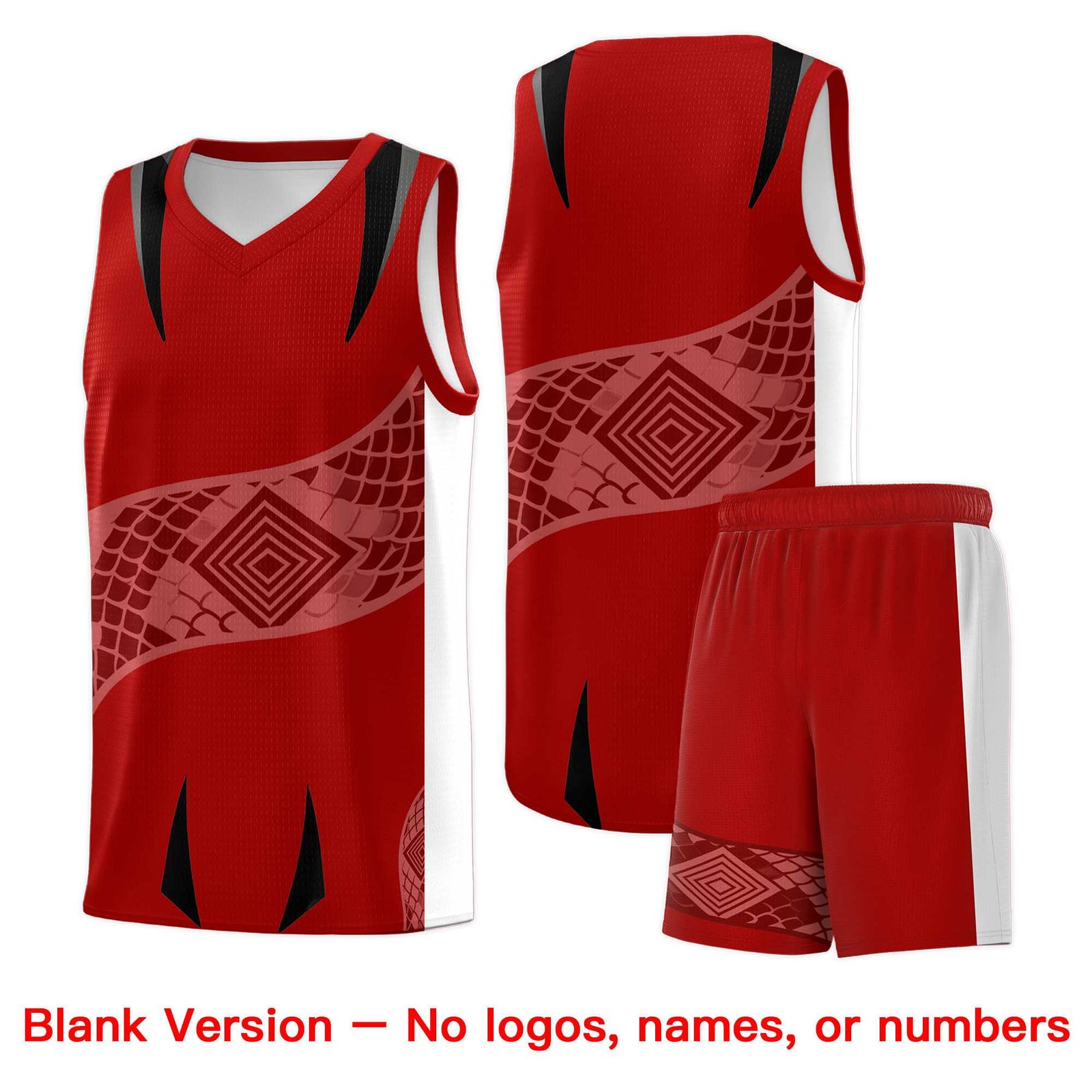 Custom Red White Snake Scale Venomous Fang for Clubs Graffiti Pattern Basketball Suit Jersey