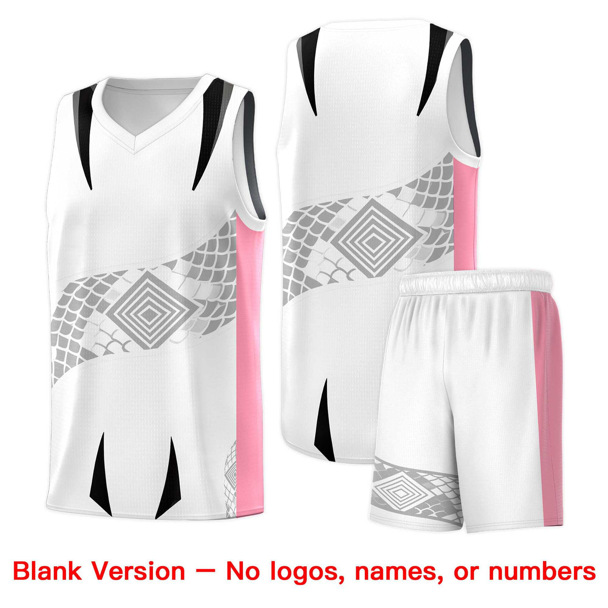 Custom White Light Pink Snake Scale Venomous Fang for Leagues Graffiti Pattern Basketball Suit Jersey