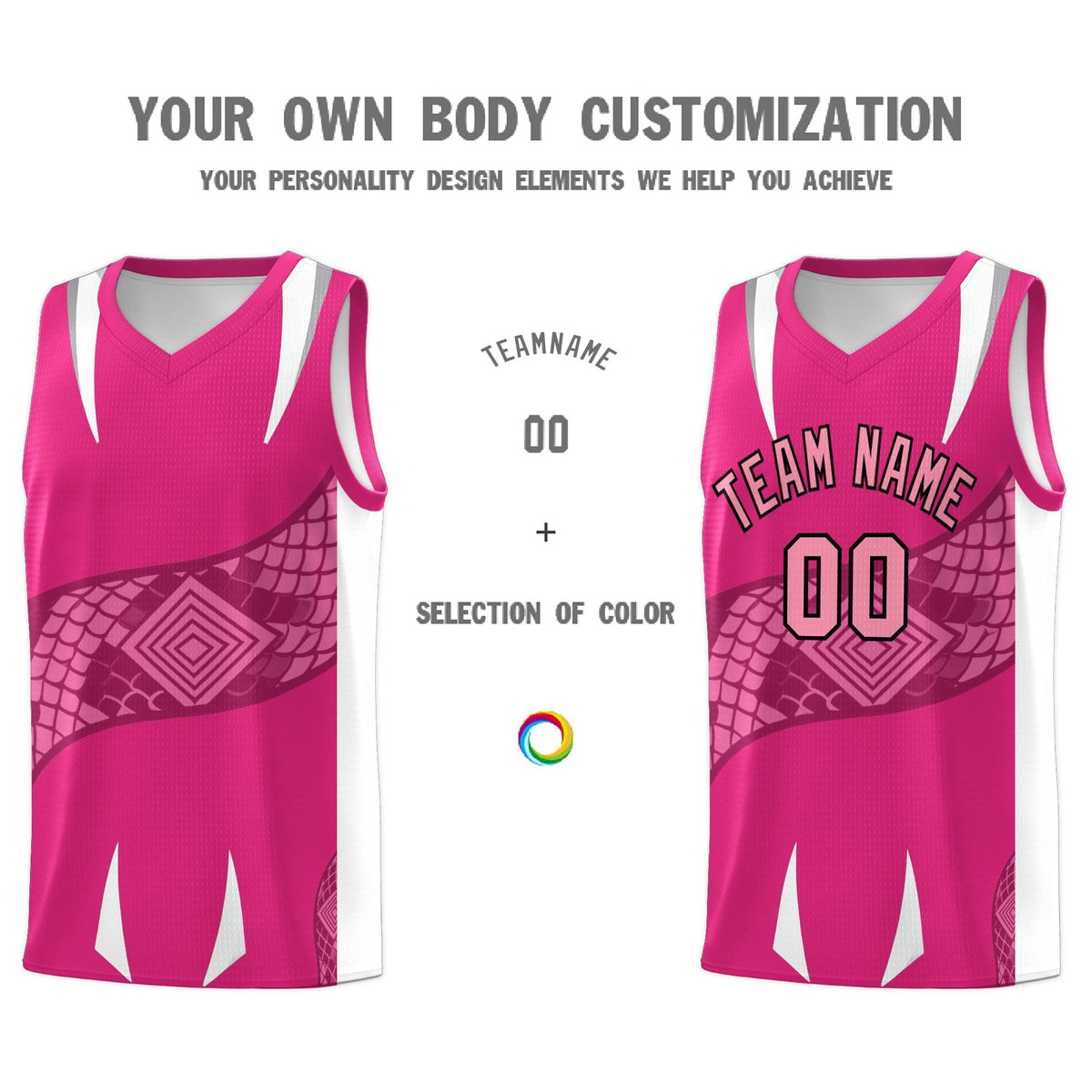 Custom Rose Red White Snake Scale Venomous Fang Breathable Graffiti Pattern Basketball Suit Jersey