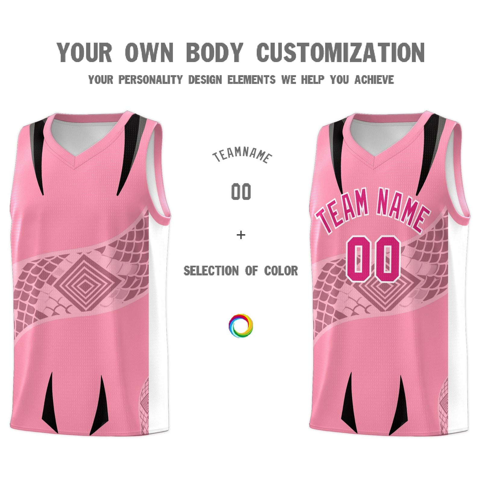 Custom Light Pink White Snake Scale Venomous Fang for Clubs Graffiti Pattern Basketball Suit Jersey