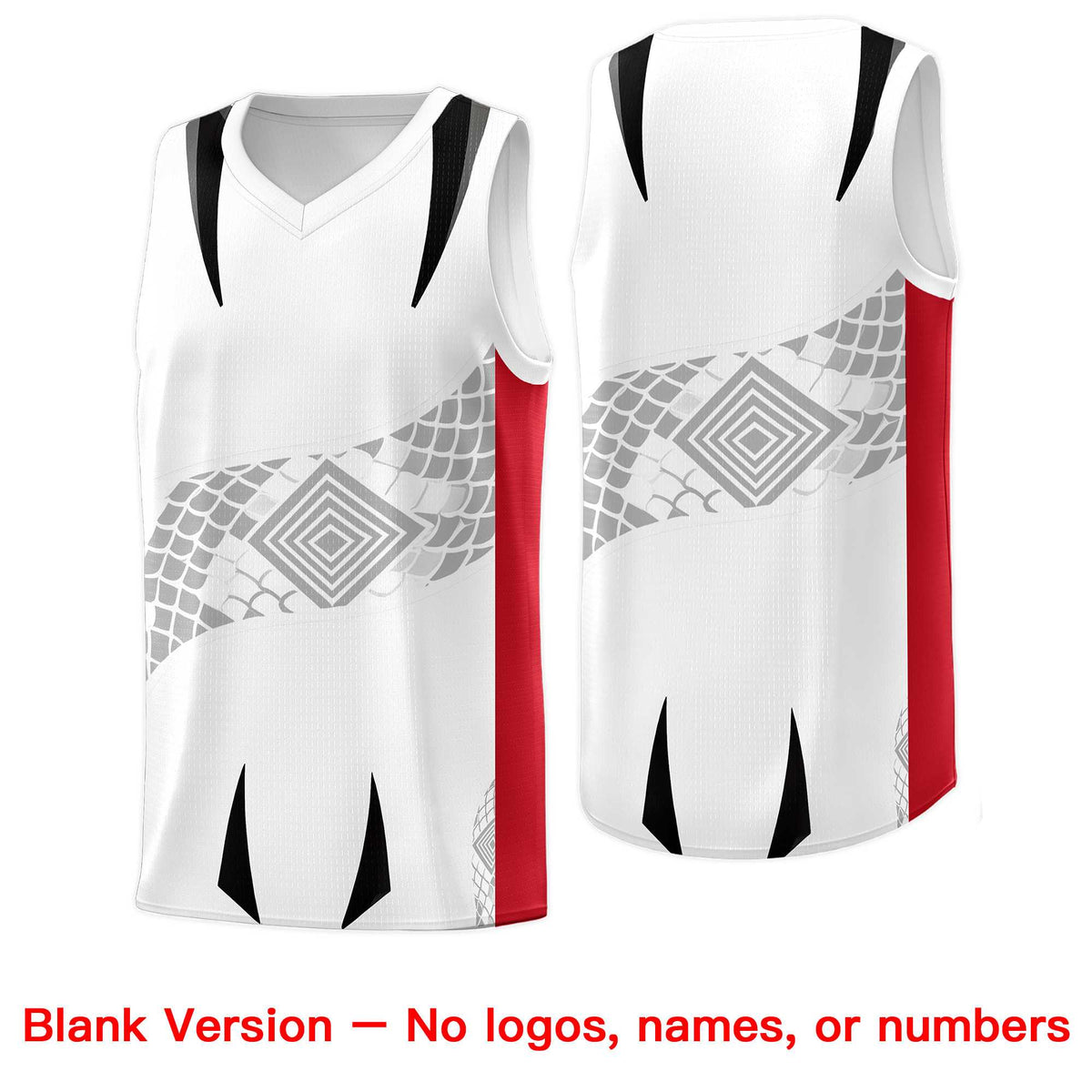 Custom White Red Snake Scale Venomous Fang for Clubs Graffiti Pattern Basketball Suit Jersey