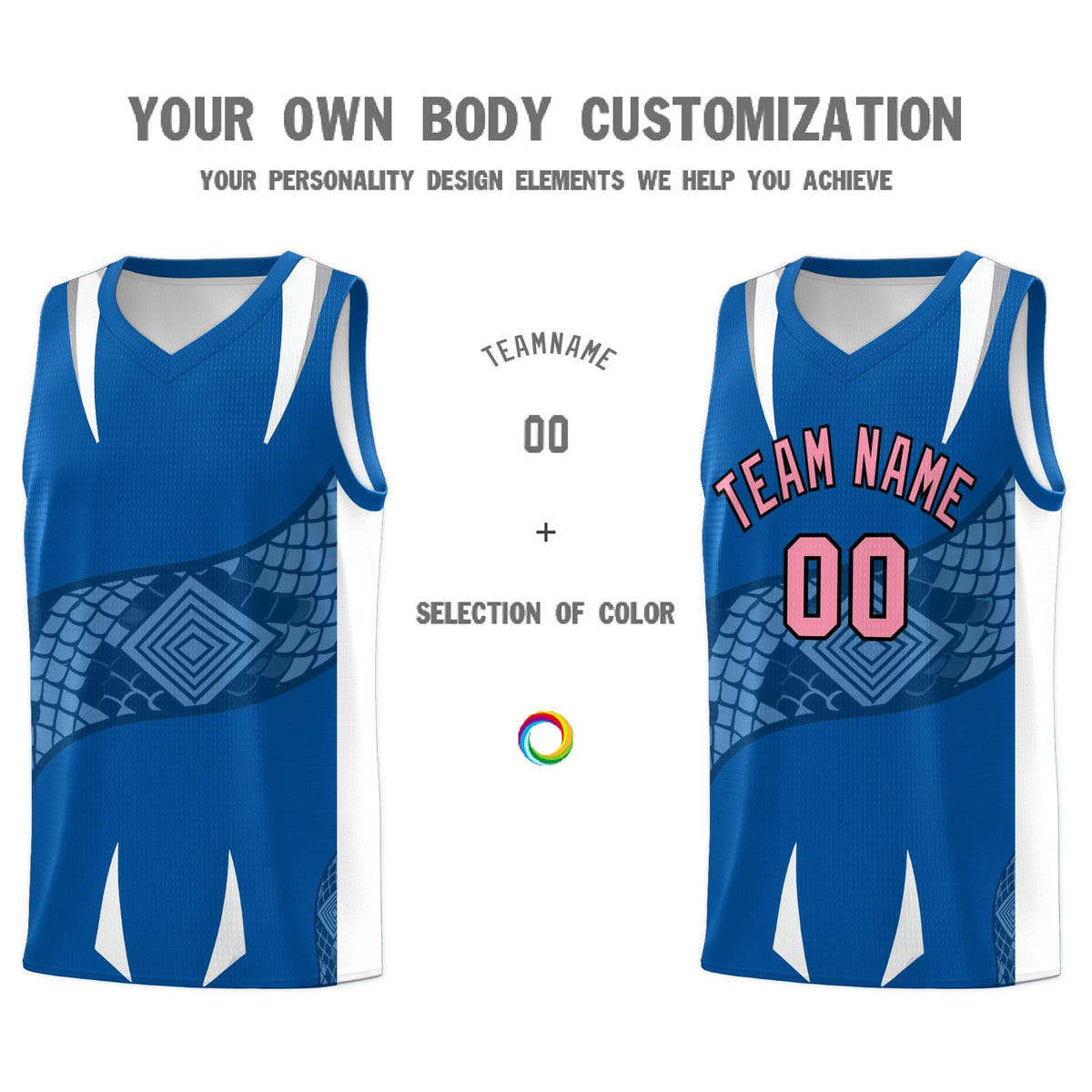 Custom Royal White Snake Scale Venomous Fang Lightweight Graffiti Pattern Basketball Suit Jersey
