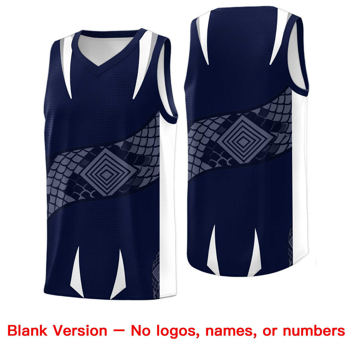 Custom Navy White Snake Scale Venomous Fang Lightweight Graffiti Pattern Basketball Suit Jersey
