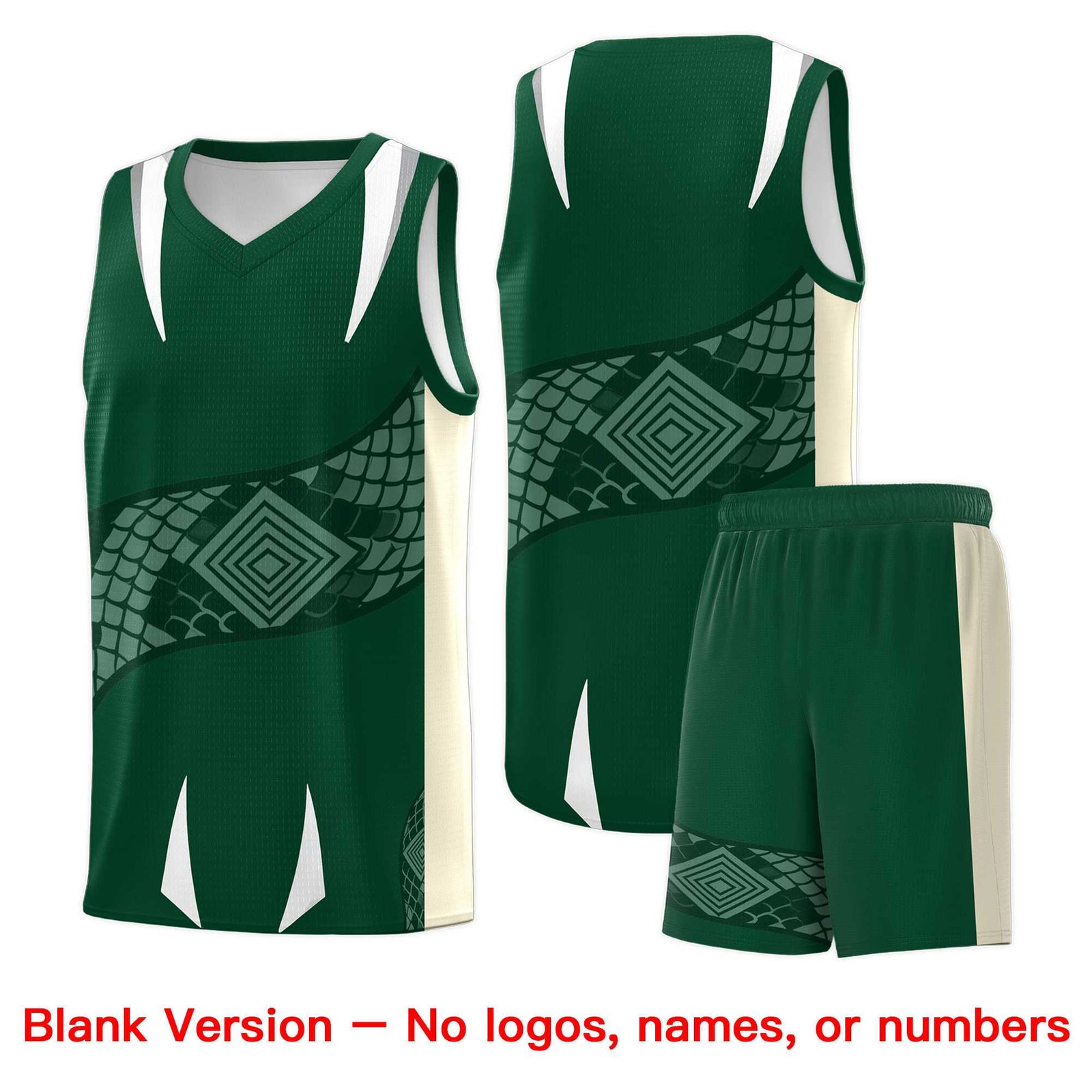 Custom Green Cream Snake Scale Venomous Fang Lightweight Graffiti Pattern Basketball Suit Jersey