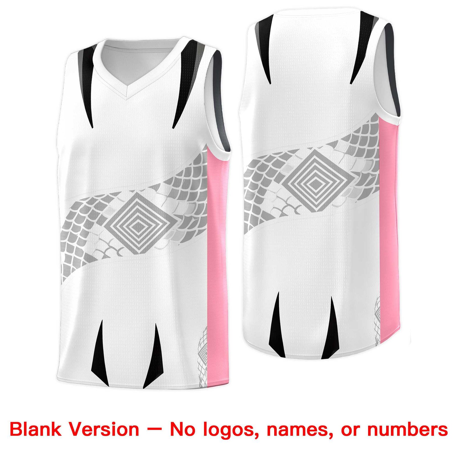 Custom White Light Pink Snake Scale Venomous Fang for Leagues Graffiti Pattern Basketball Suit Jersey