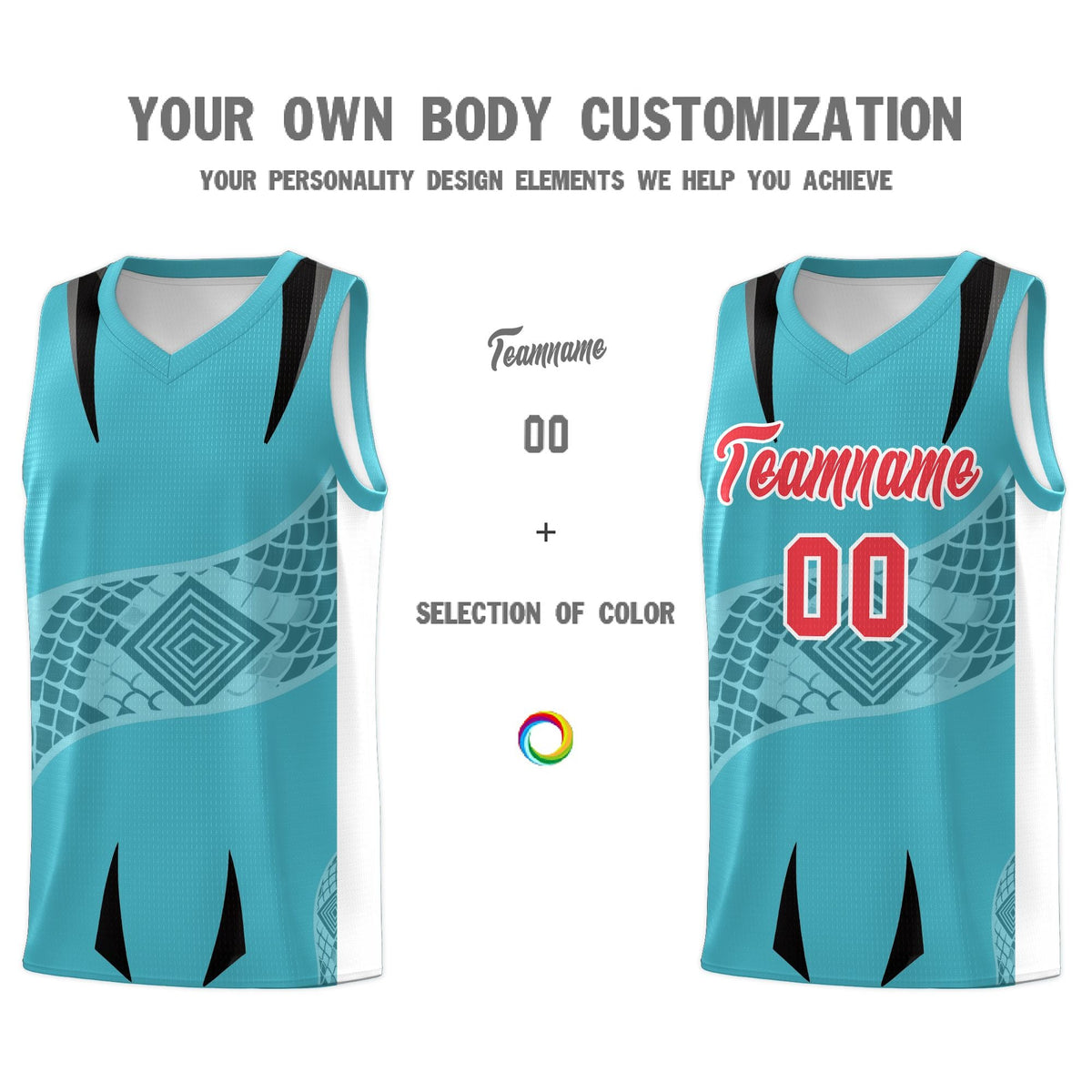 Custom Sky Blue White Snake Scale Venomous Fang for Team Graffiti Pattern Basketball Suit Jersey