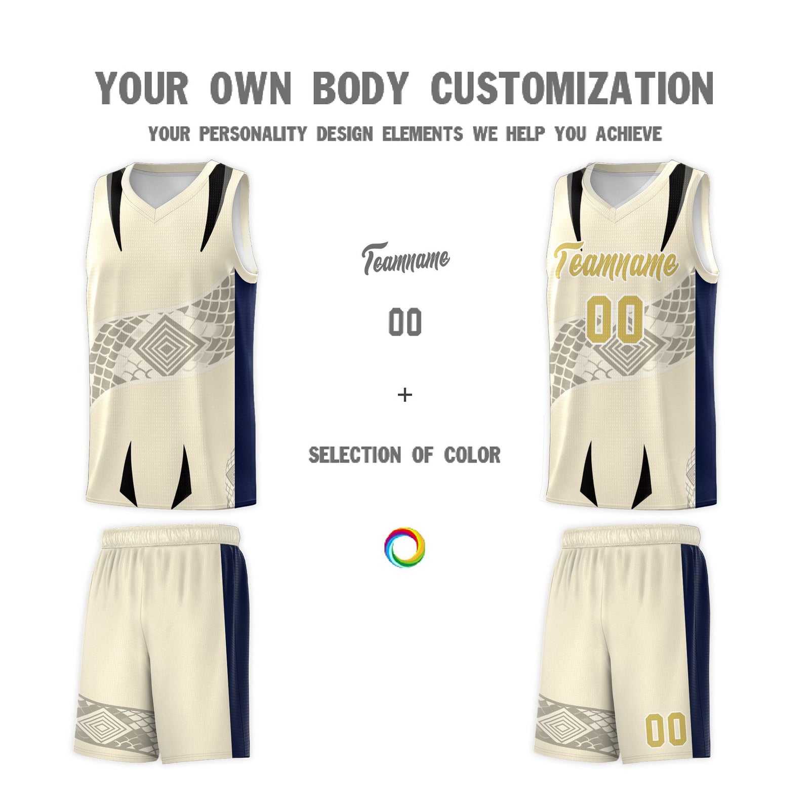 Custom Light Khaki Navy Snake Scale Venomous Fang for Leagues Graffiti Pattern Basketball Suit Jersey