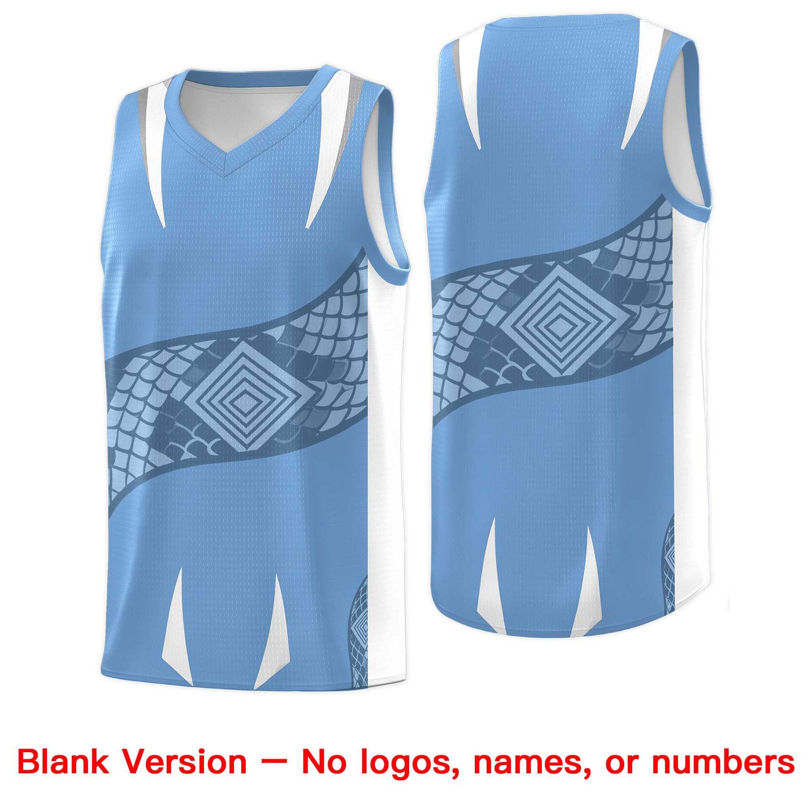 Custom Light Blue White Snake Scale Venomous Fang Lightweight Graffiti Pattern Basketball Suit Jersey