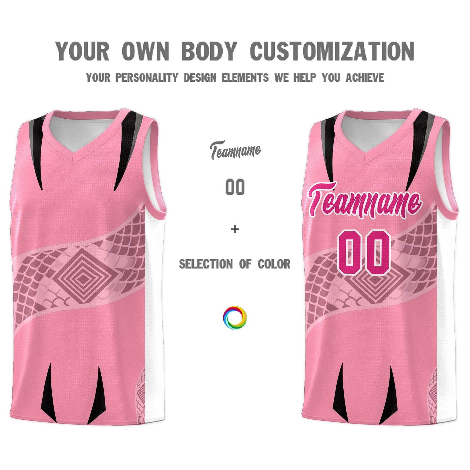 Custom Light Pink White Snake Scale Venomous Fang for Clubs Graffiti Pattern Basketball Suit Jersey