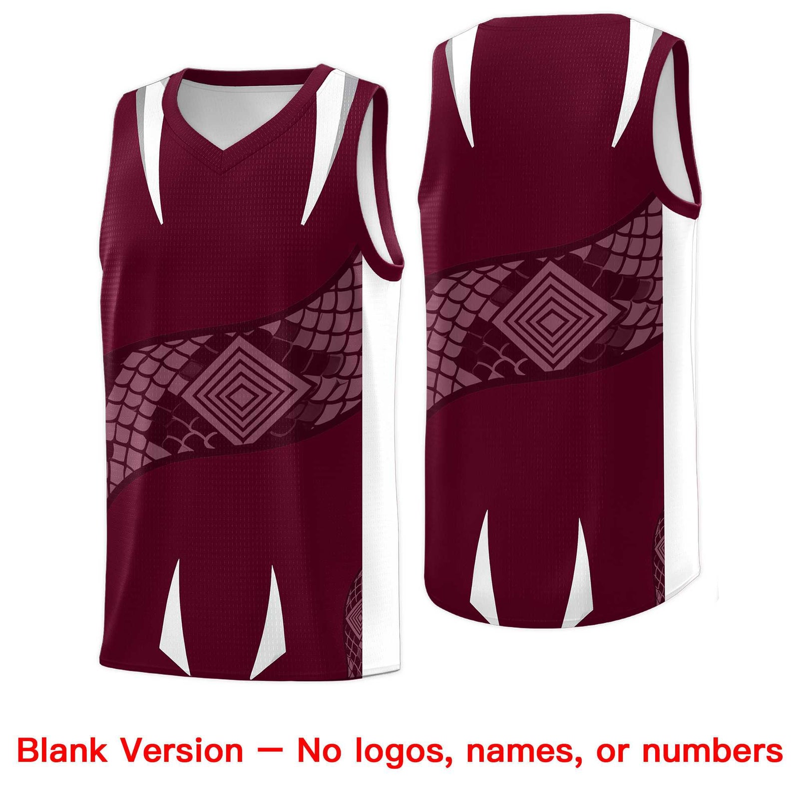 Custom Burgundy White Snake Scale Venomous Fang Lightweight Graffiti Pattern Basketball Suit Jersey