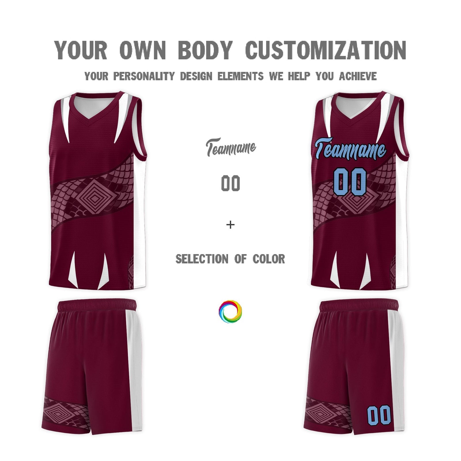 Custom Burgundy White Snake Scale Venomous Fang Lightweight Graffiti Pattern Basketball Suit Jersey