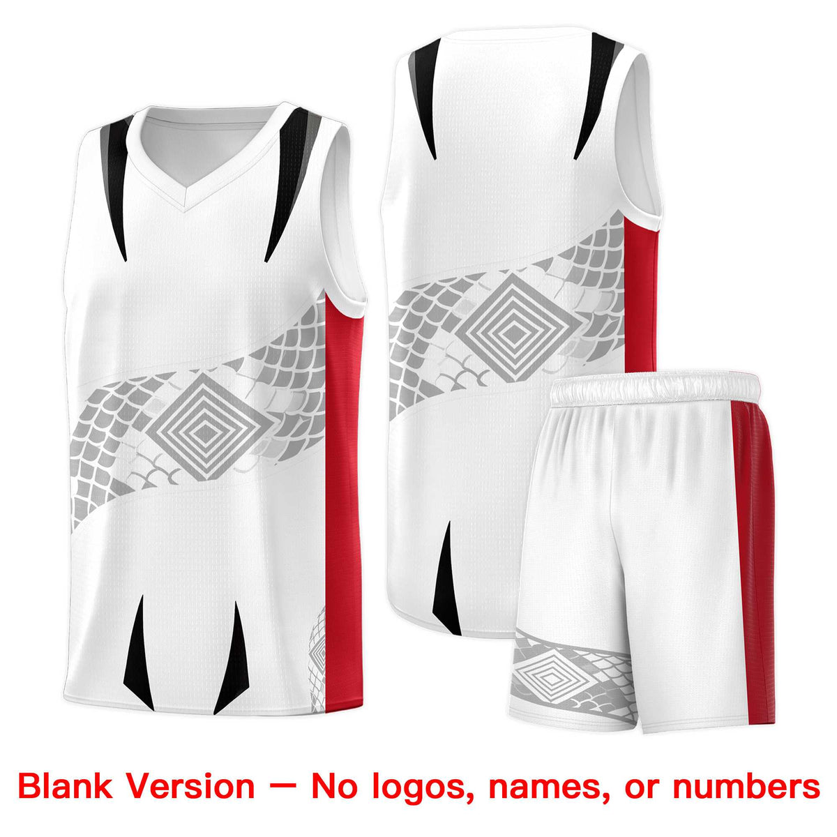 Custom White Red Snake Scale Venomous Fang for Clubs Graffiti Pattern Basketball Suit Jersey