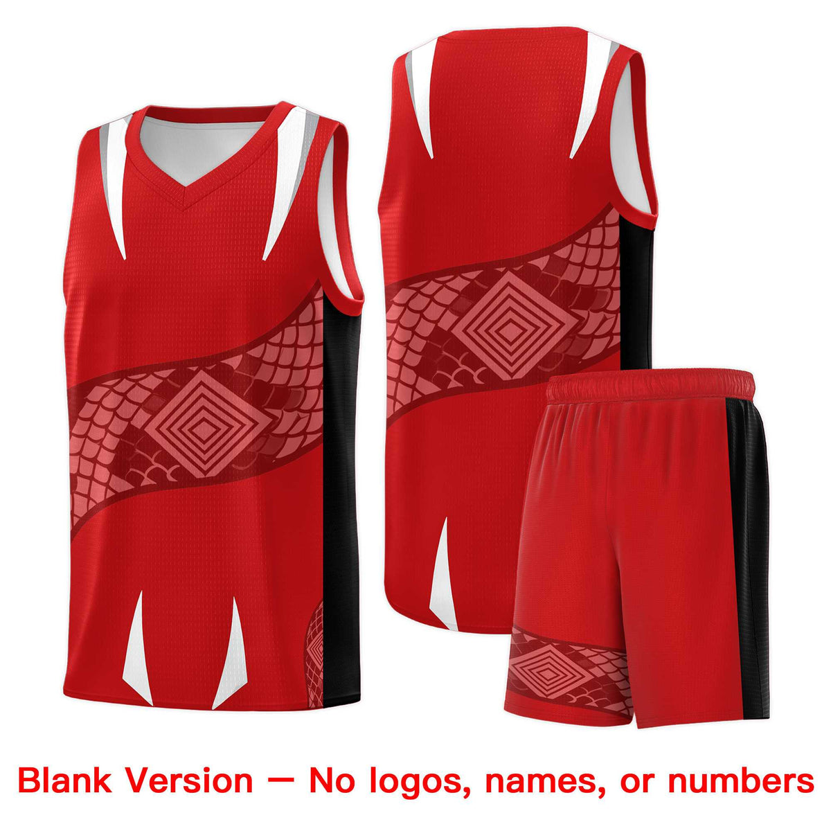 Custom Red Black Snake Scale Venomous Fang Drapable Graffiti Pattern Basketball Suit Jersey