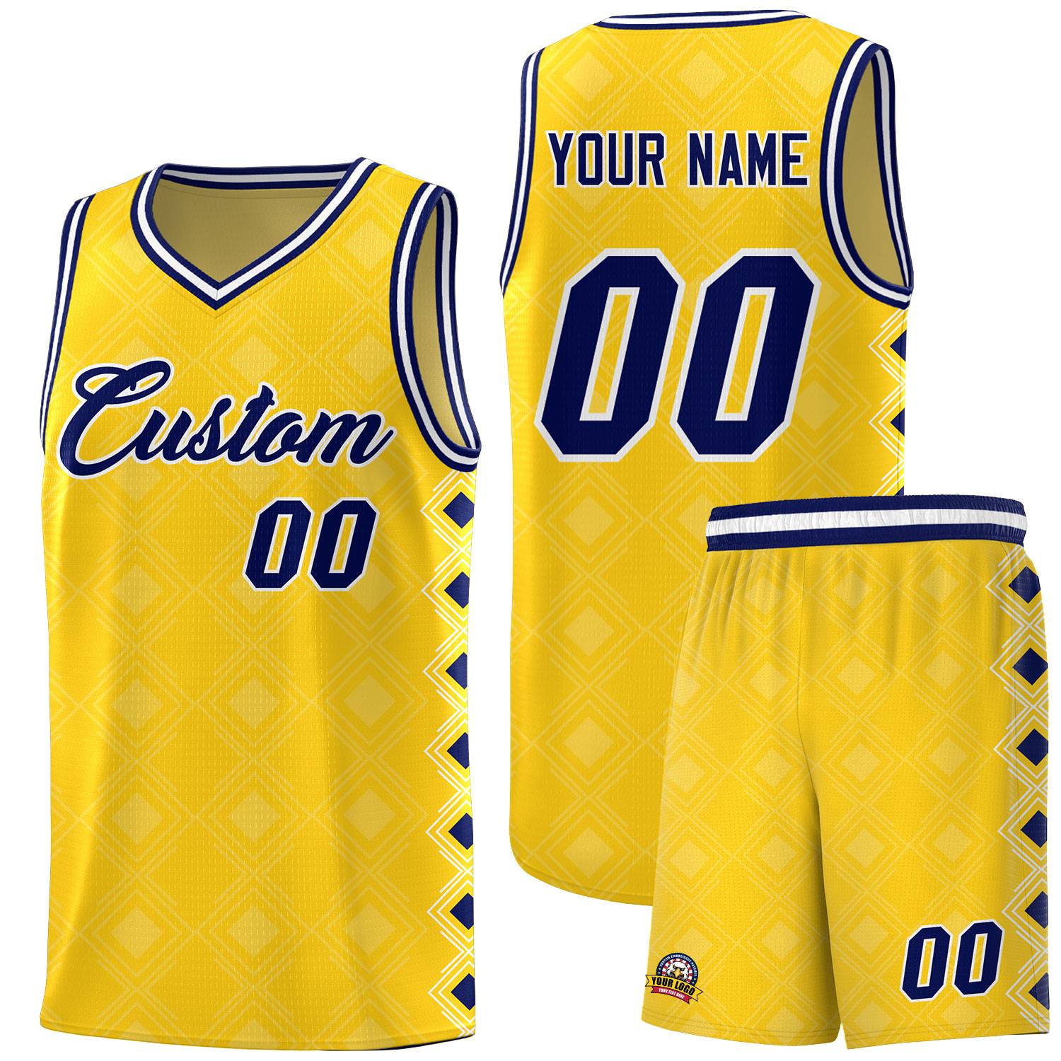 Custom Gold Side Blocks Sports Uniform Basketball Jersey