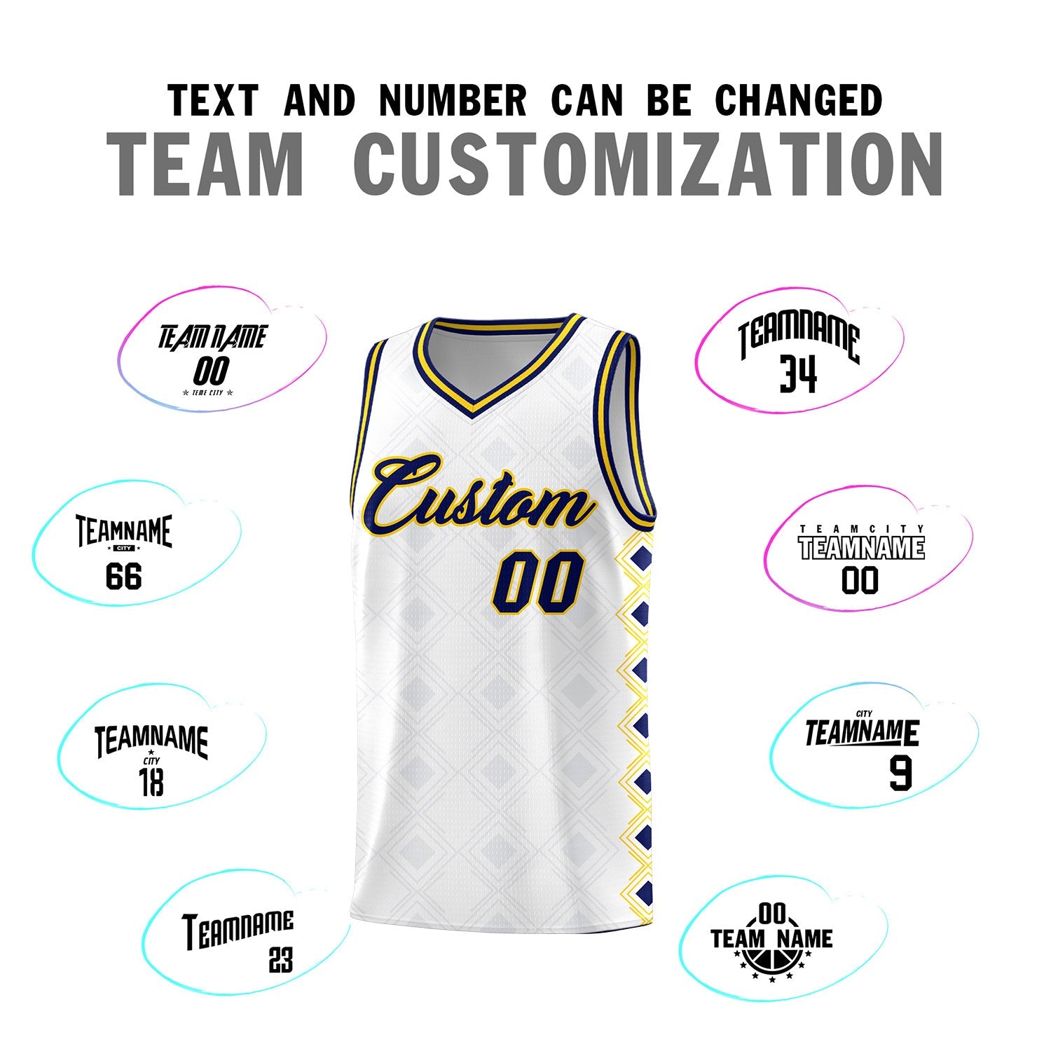 Custom White Side Blocks Sports Uniform Basketball Jersey