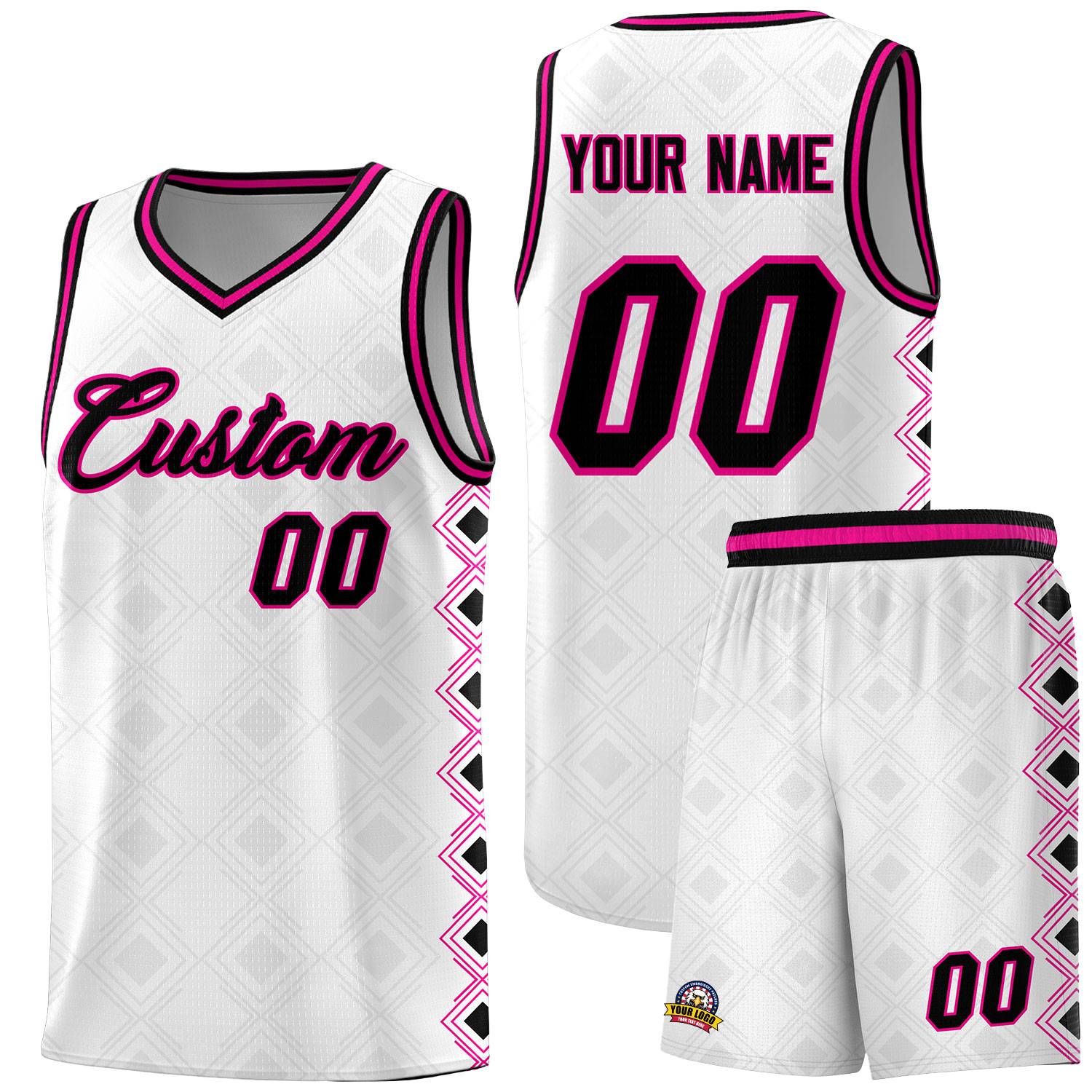 Custom White Side Blocks Sports Uniform Basketball Jersey