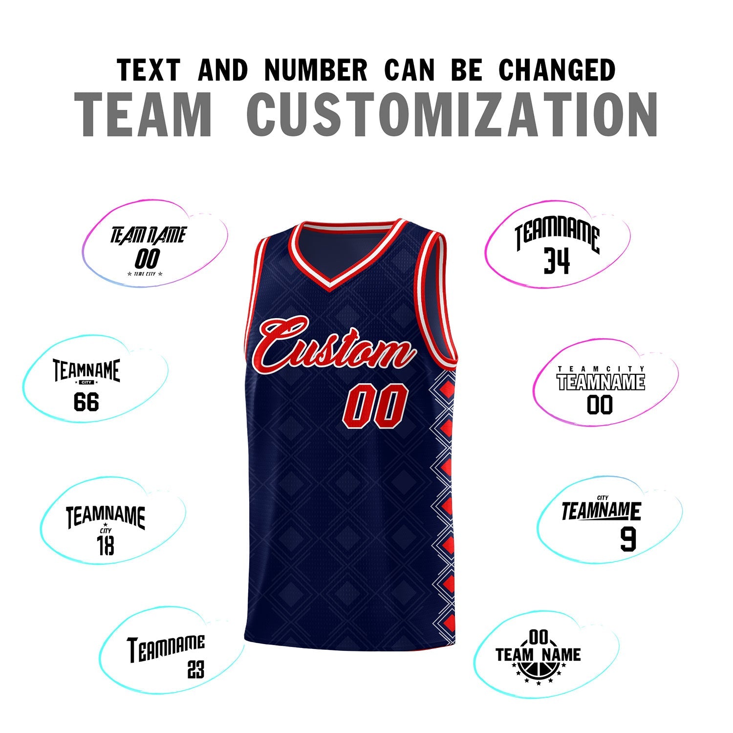 Custom Navy Side Blocks Sports Uniform Basketball Jersey