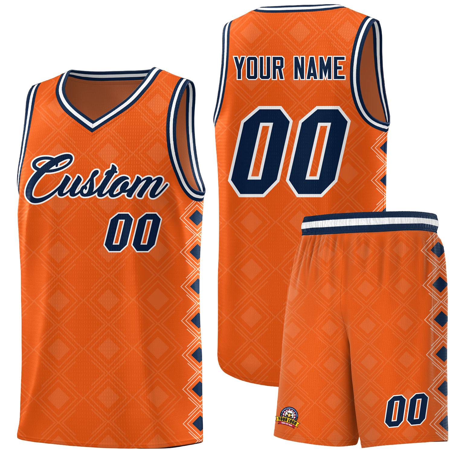 Custom Orange Side Blocks Sports Uniform Basketball Jersey
