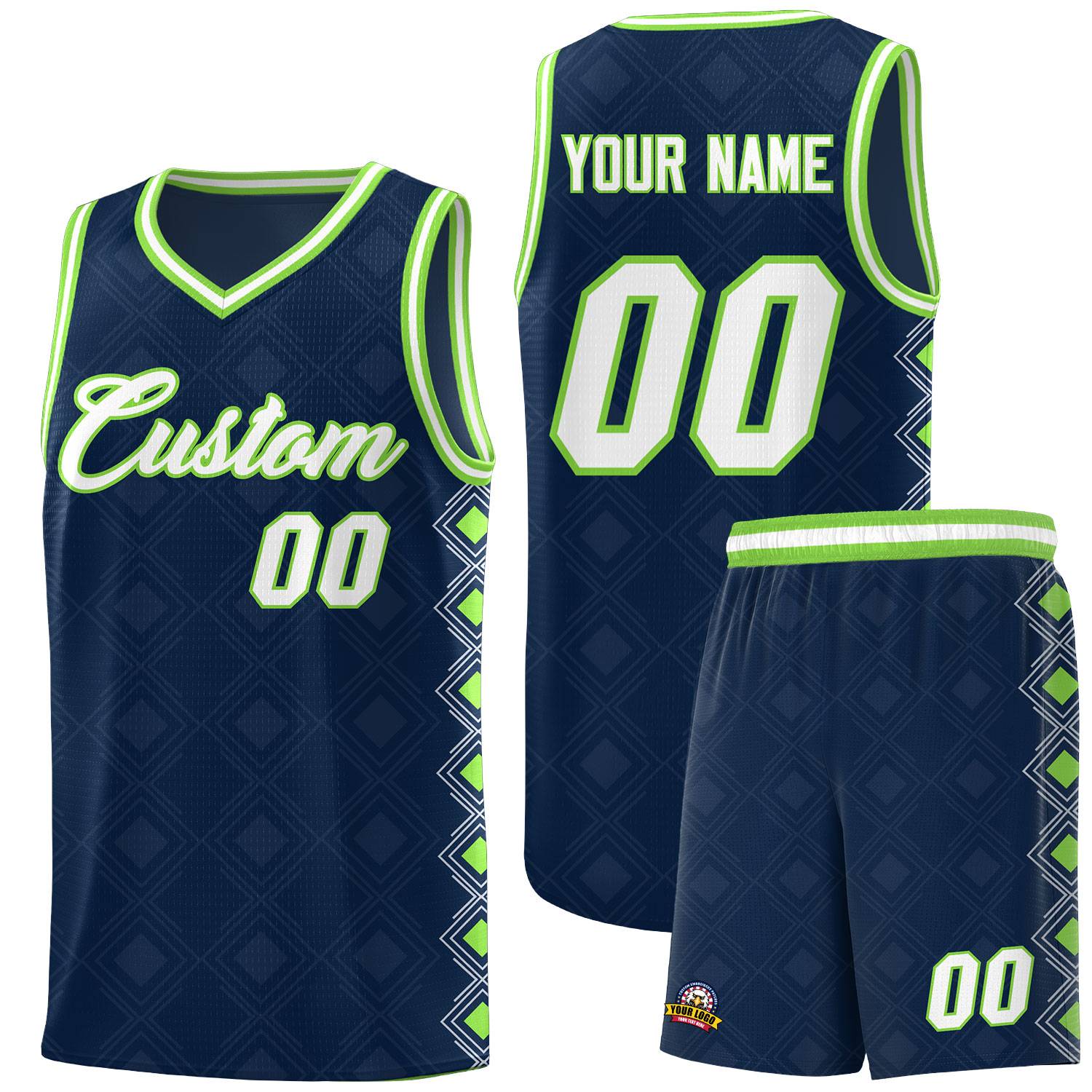 Custom Navy Side Blocks Sports Uniform Basketball Jersey