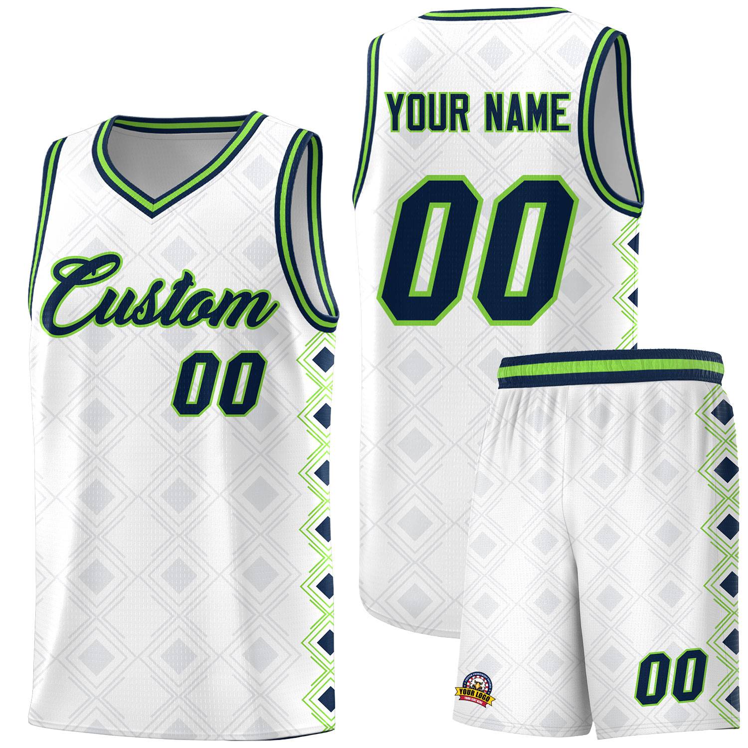 Custom White Side Blocks Sports Uniform Basketball Jersey