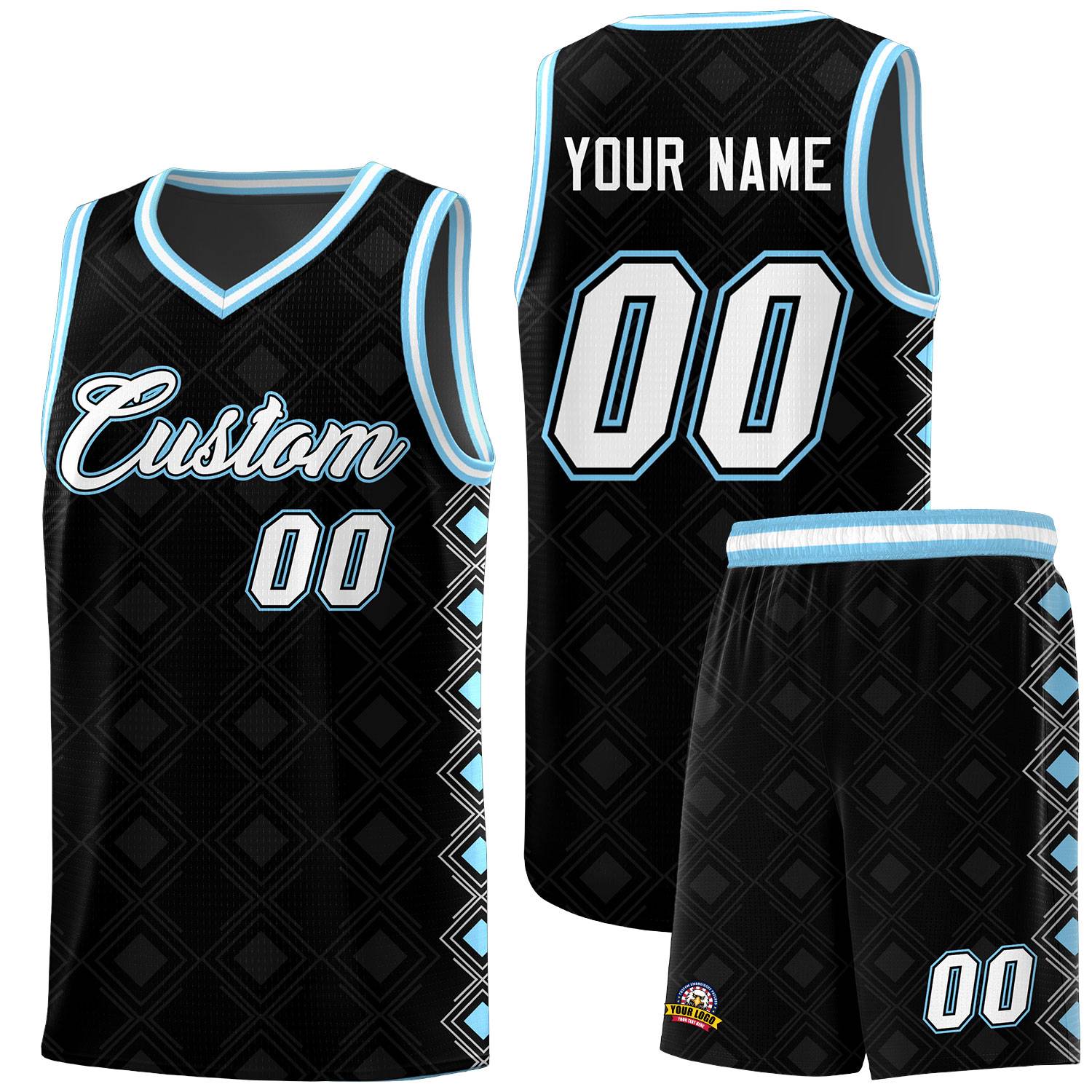Custom Black Side Blocks Sports Uniform Basketball Jersey