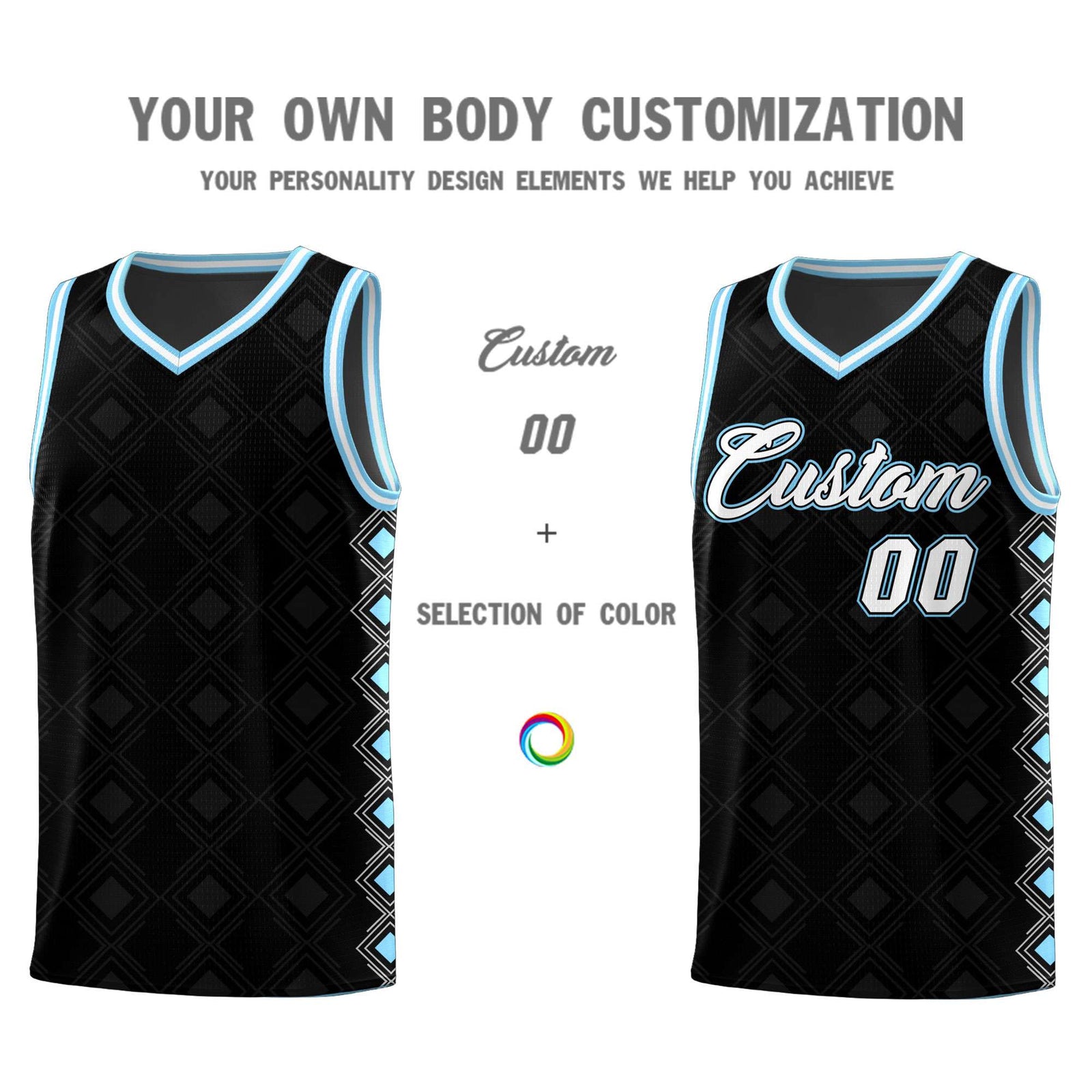 Custom Black Side Blocks Sports Uniform Basketball Jersey