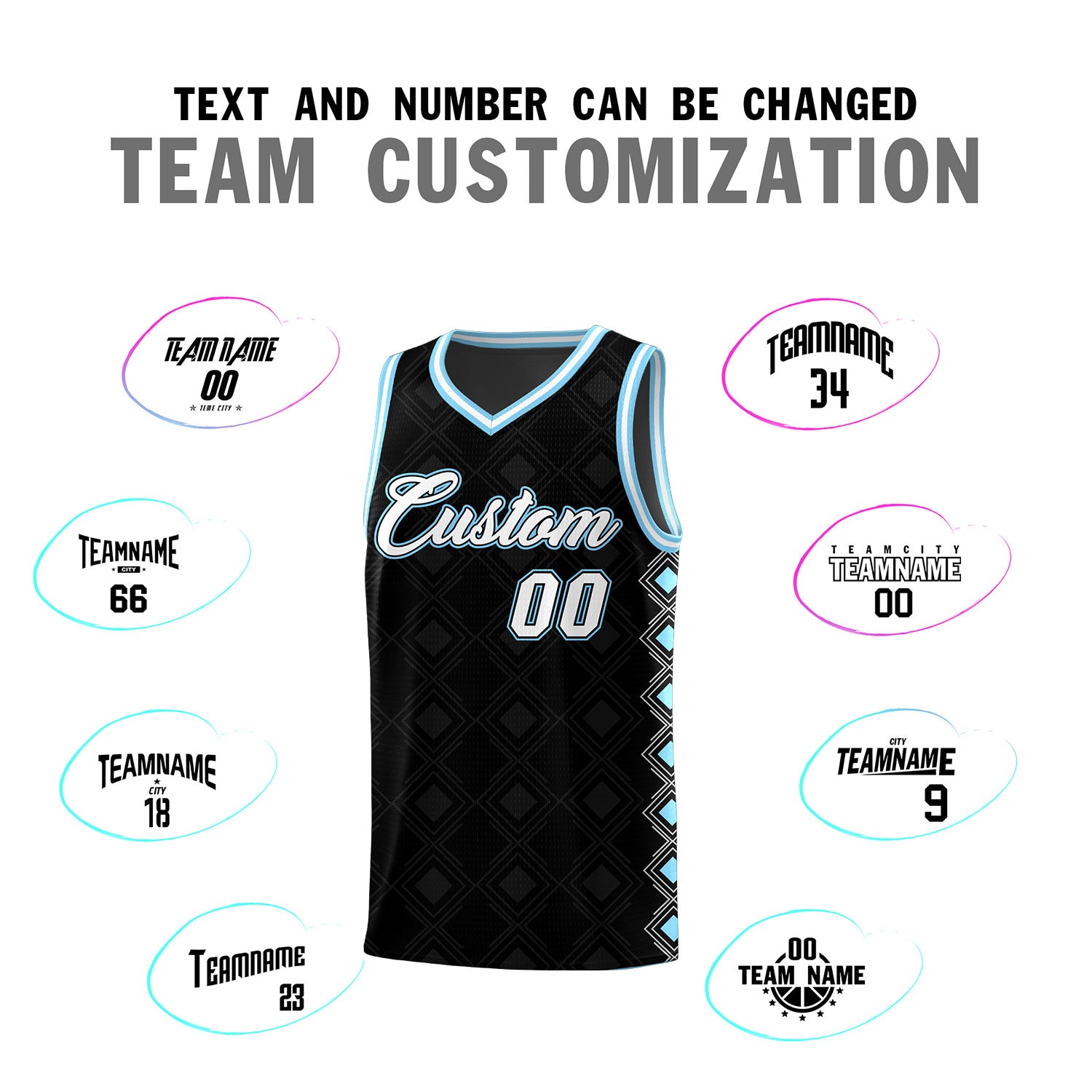 Custom Black Side Blocks Sports Uniform Basketball Jersey