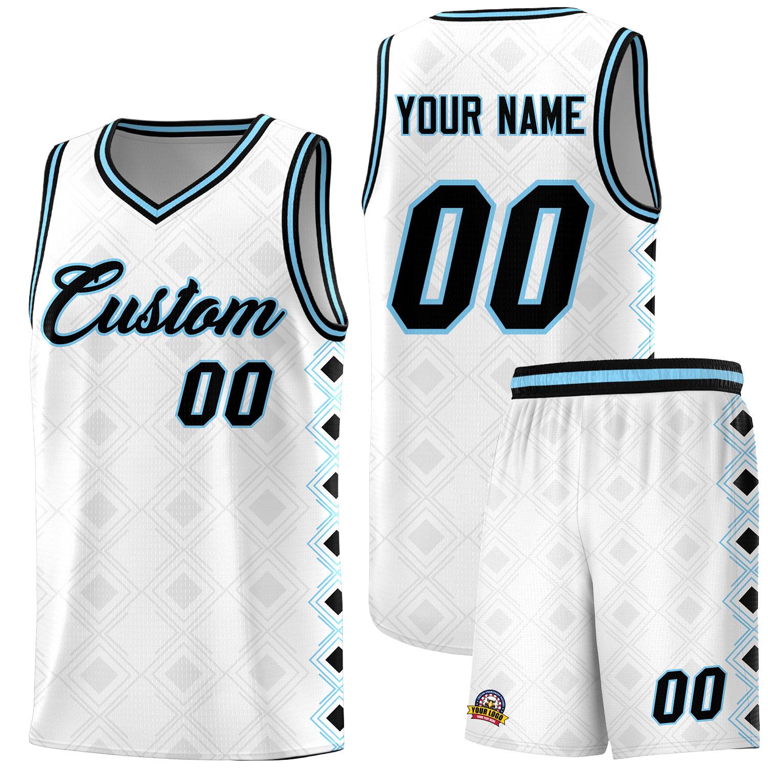 Custom White Side Blocks Sports Uniform Basketball Jersey