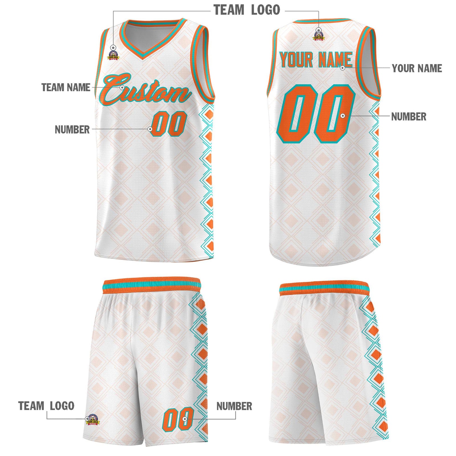 Custom White Side Blocks Sports Uniform Basketball Jersey