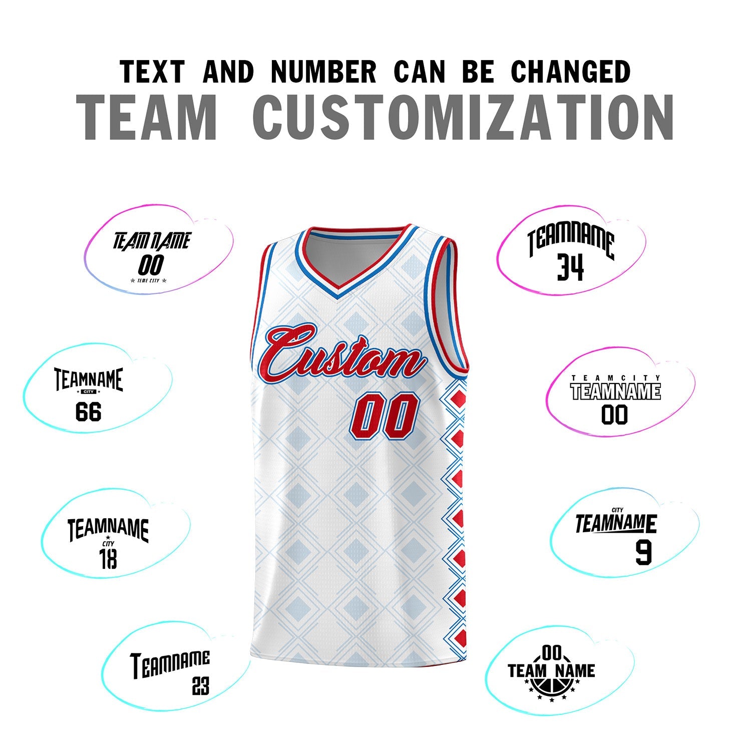 Custom White Side Blocks Sports Uniform Basketball Jersey